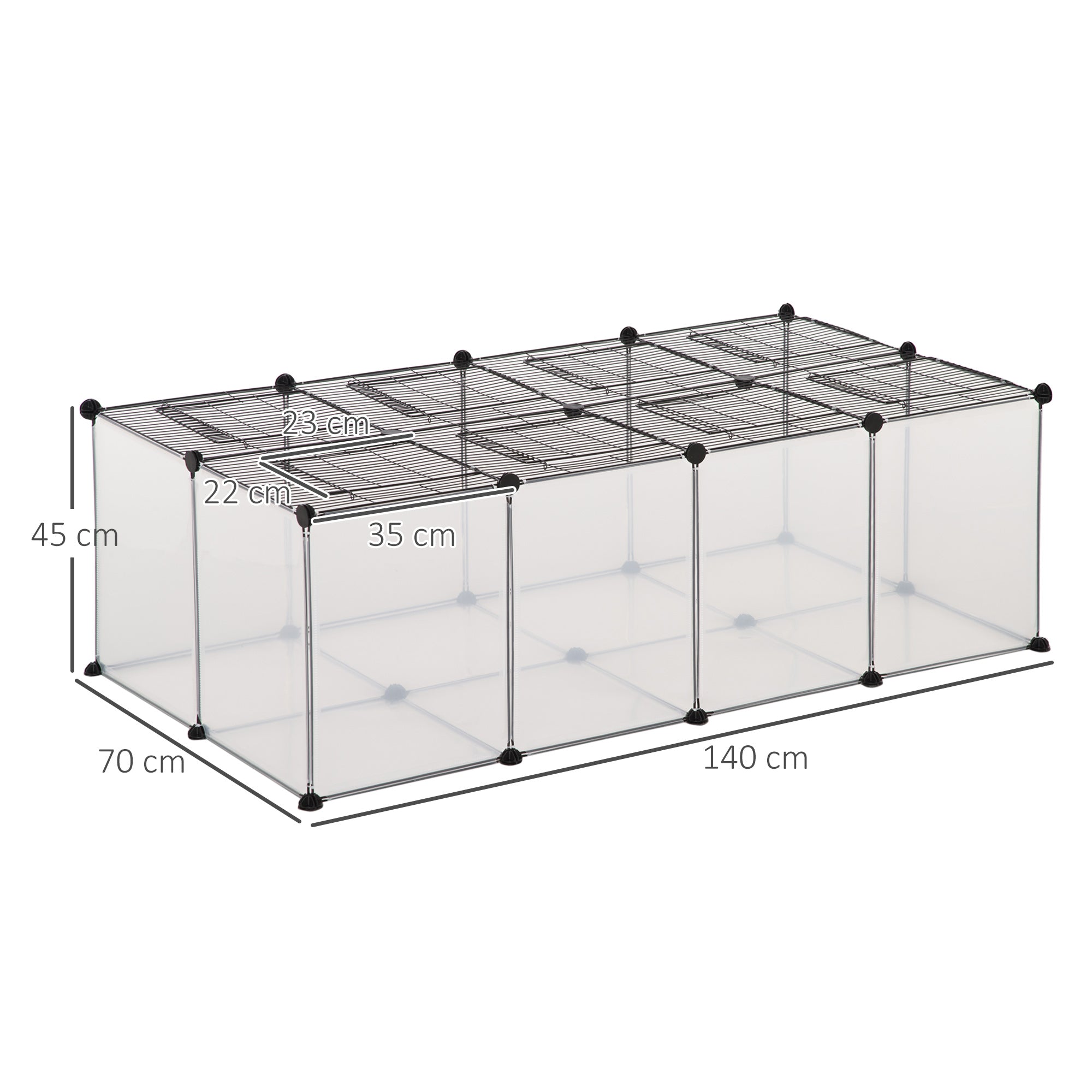 DIY Pet Playpen with Door Bottom 28 Panels Small Animal Cage for Guinea Pigs, Rabbit, Chinchilla, Transparent