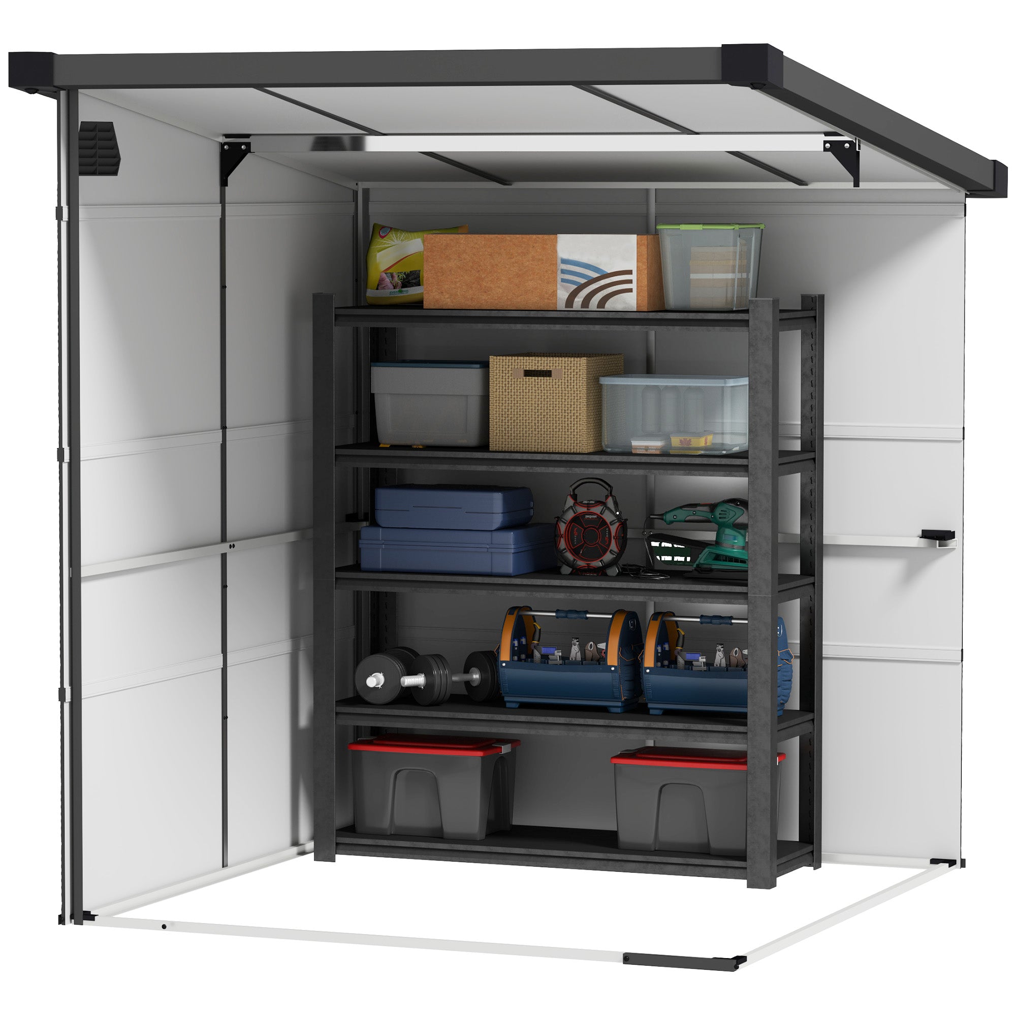 6ft Outdoor Resin Storage Shed with Windows and Air Vents Light Grey