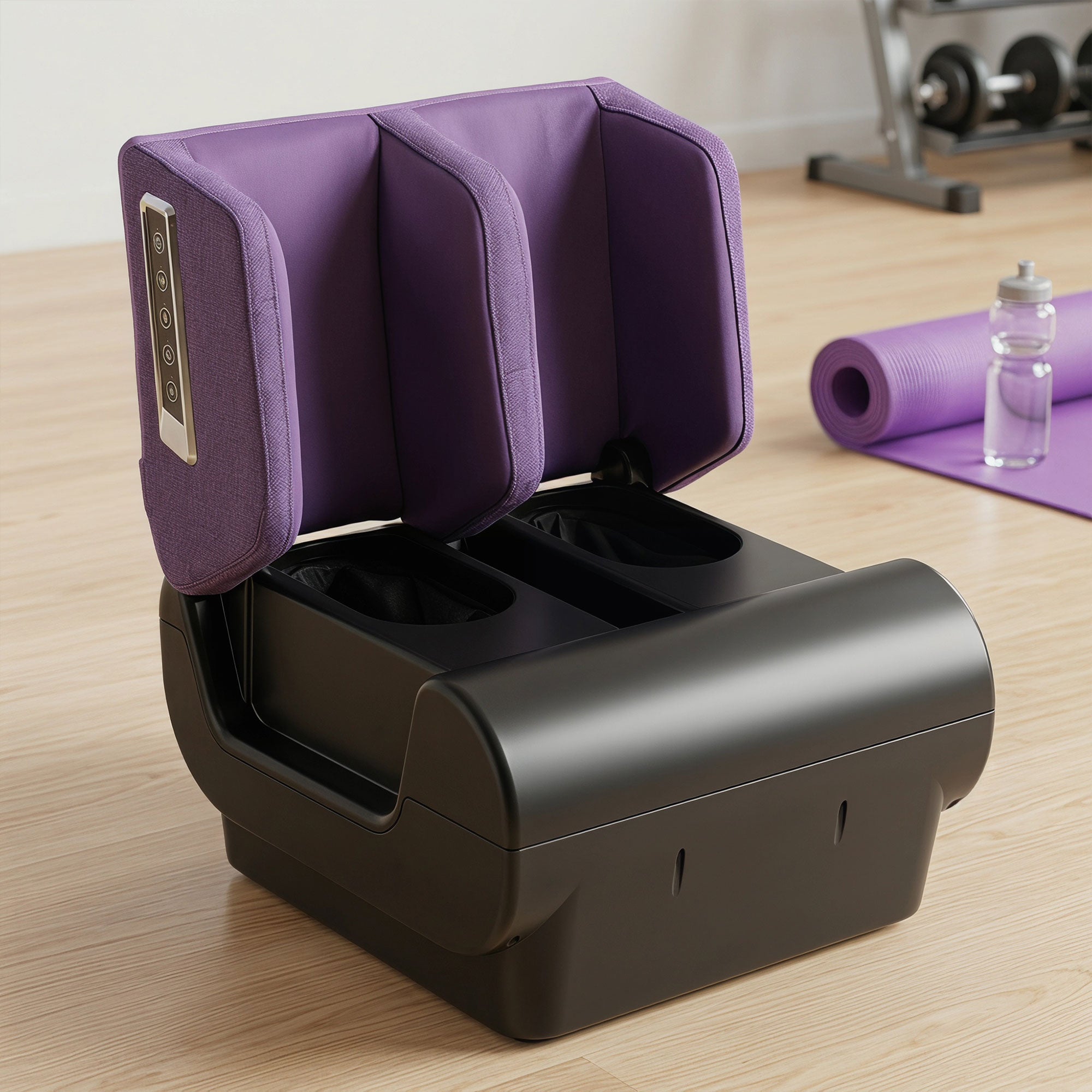 2 in 1 Foot and Calf Massager with Heat, Air Compression, Timer, 3 Modes & Intensities, Purple and Black