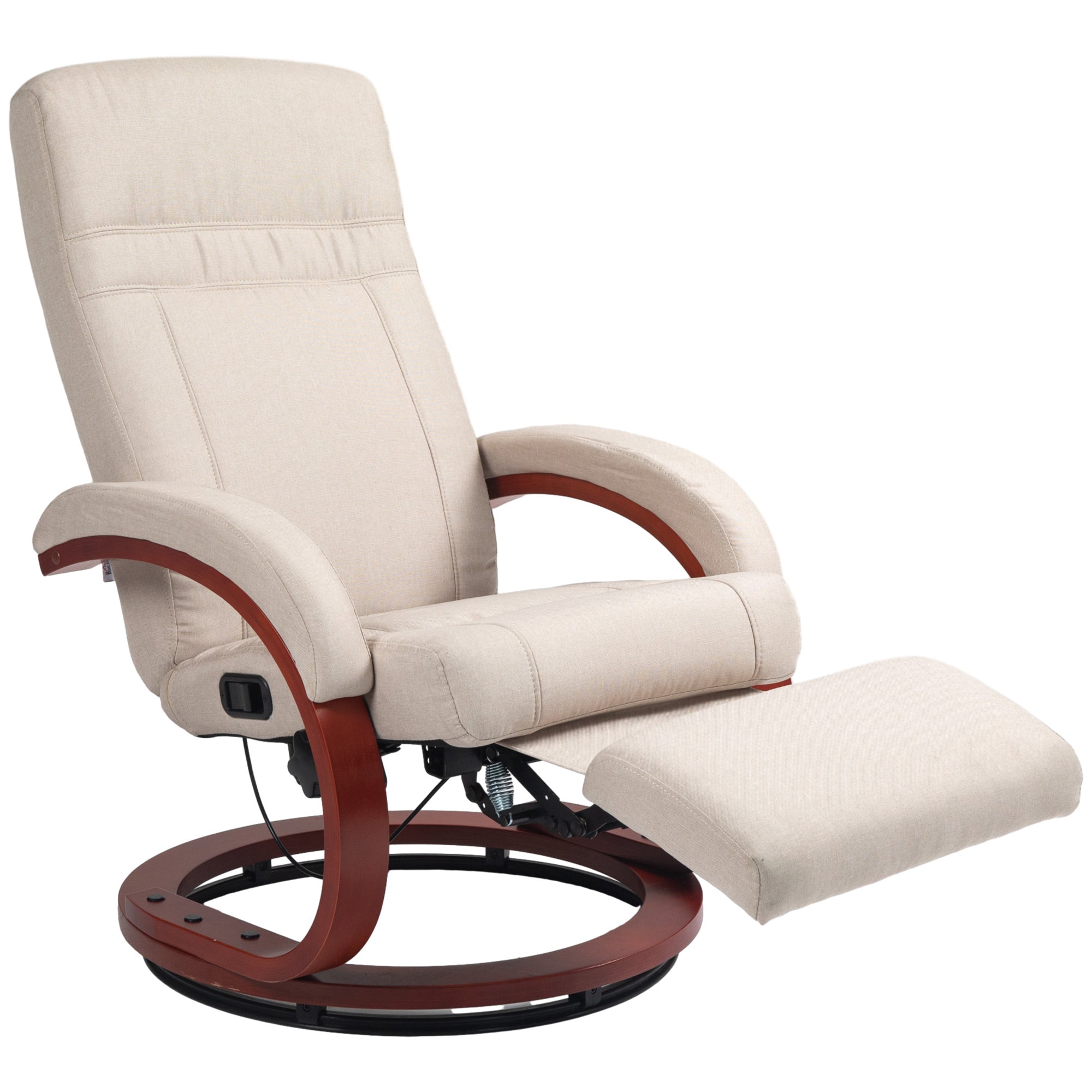 135° Manual Reclining Swivel Chair, with Footrest - Beige