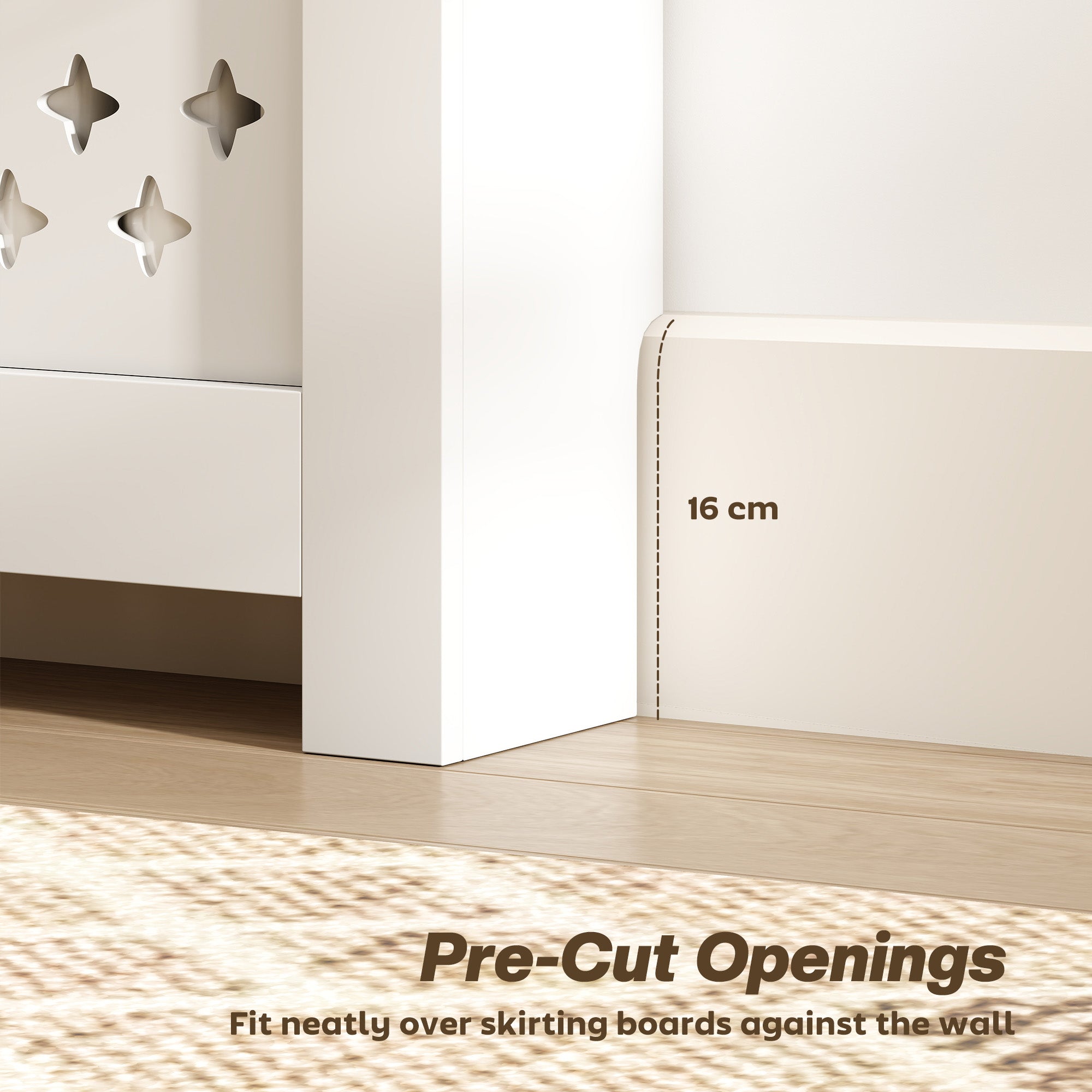 108 x 19 cm Minimal Radiator Cover, with 2 Drawers - White