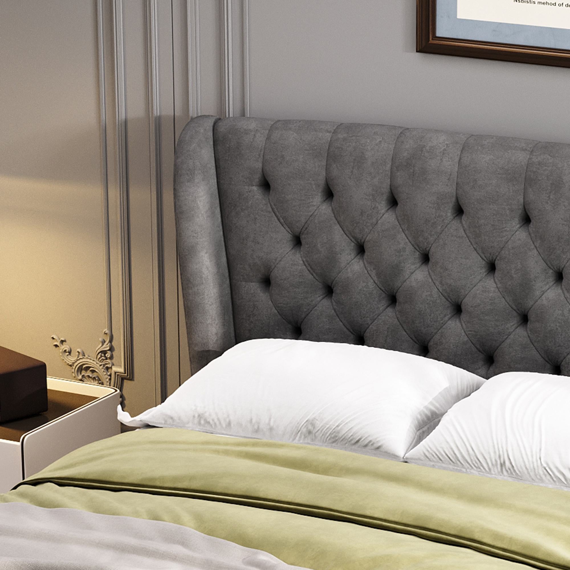 3FT Upholstered Storage Bed with 4 Drawers Grey