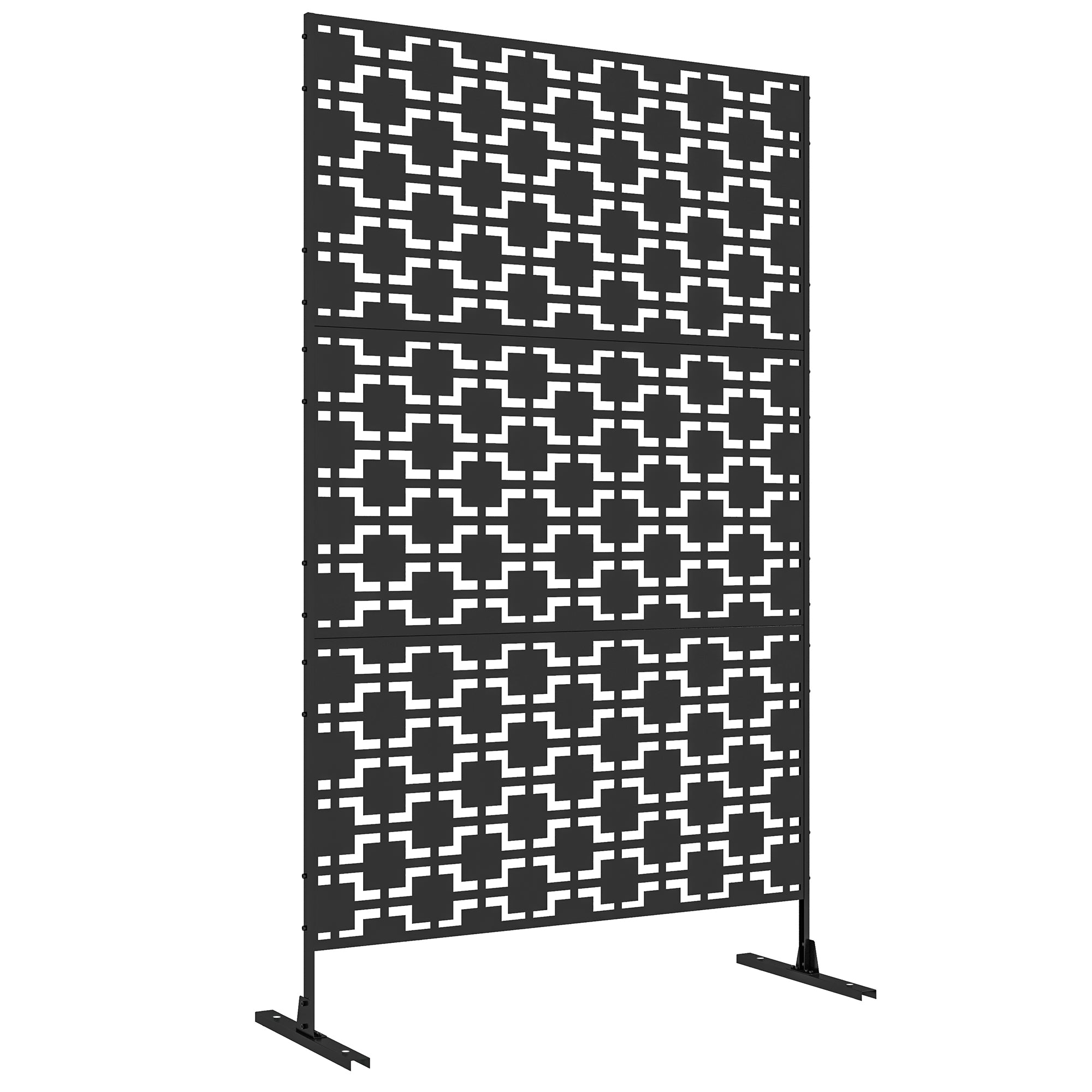 Metal Decorative Privacy Screen Outdoor Divider, Black Grid