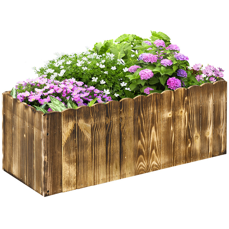 70L Raised Garden Bed, Wooden Rectangle Planter Box, Outdoor Herb Vegetable Flower Pot (80L x 33W x 30H cm)