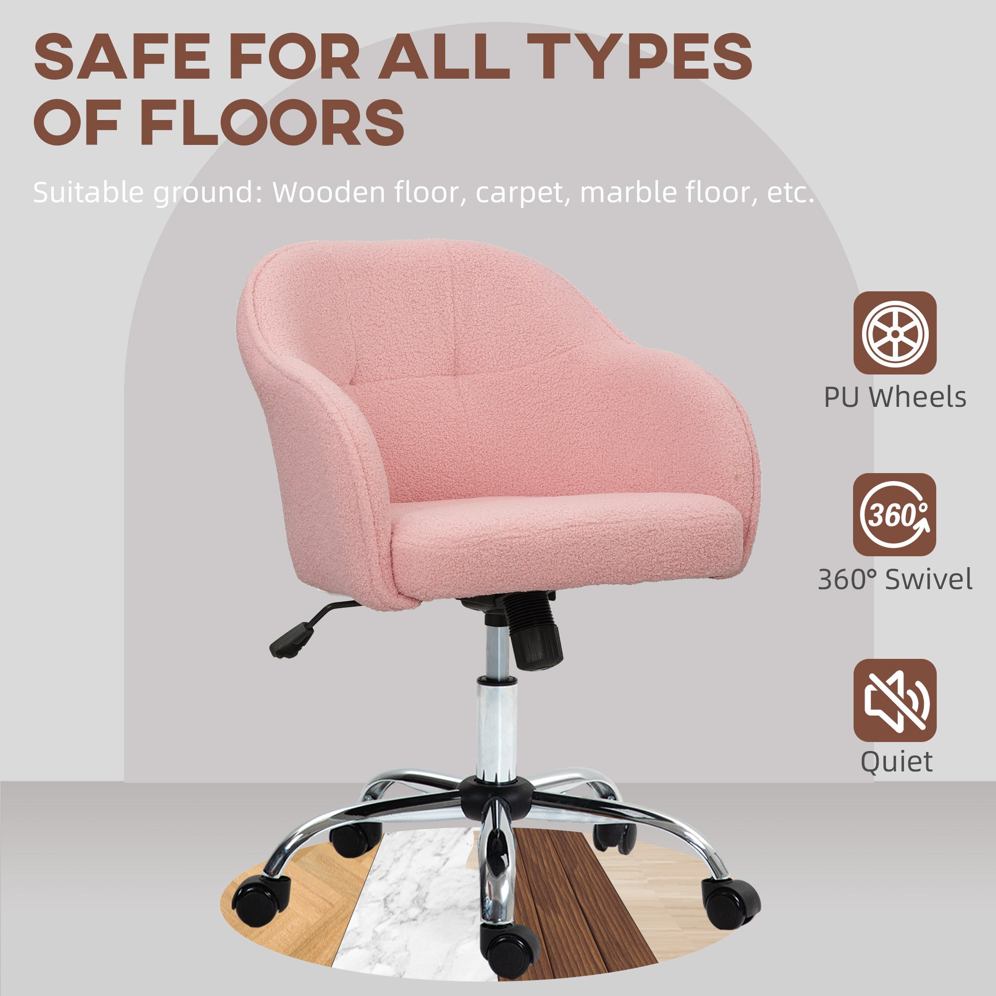 46-56 cm Teddy Fleece Office Chair - Pink