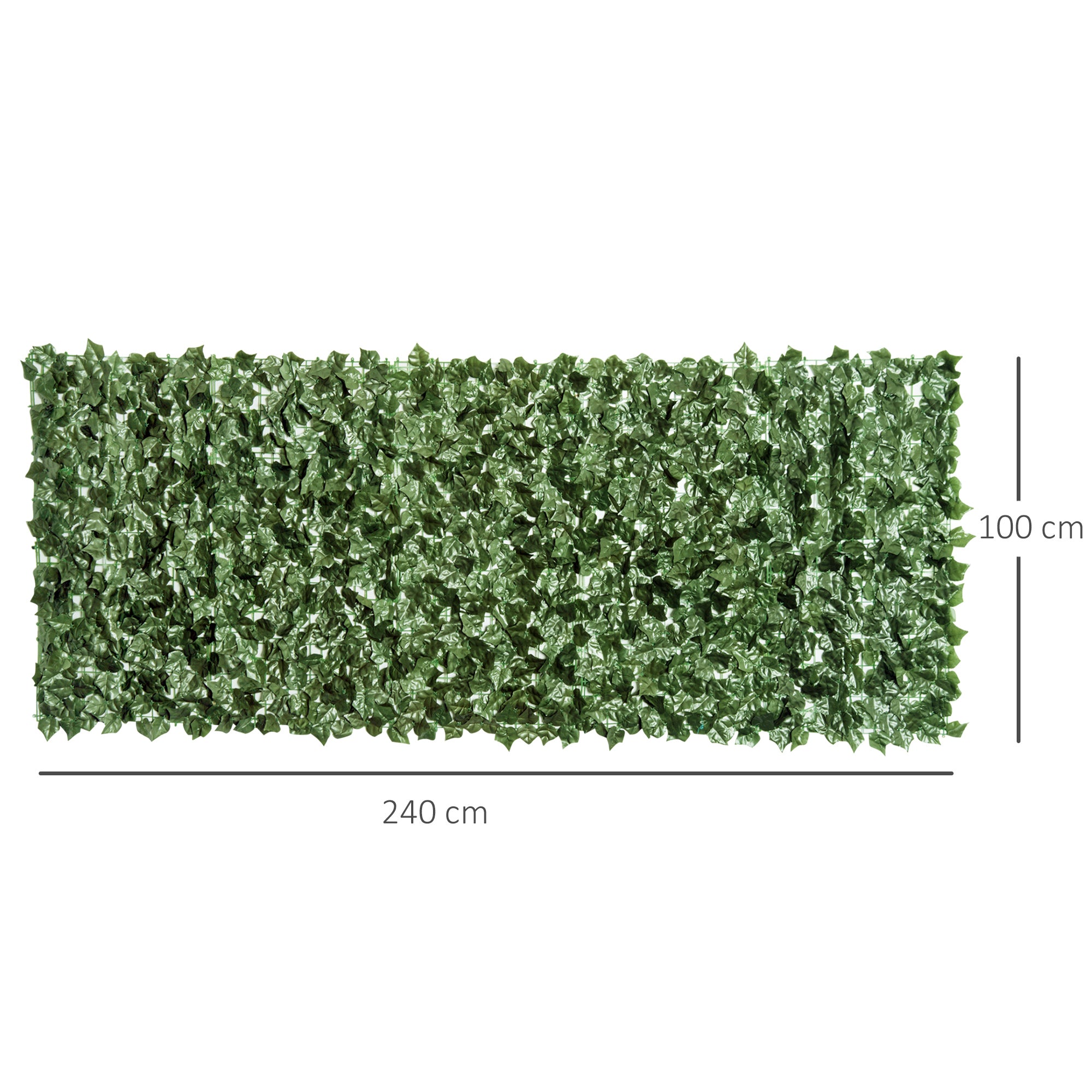 2-Piece Artificial Leaf Hedge Screen Privacy Fence Panel for Garden Outdoor Indoor Decor, Dark Green, 2.4M x 1M