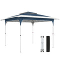 3.5 x 3.5 m Pop Up Gazebo with One-Push Setup, UPF50+ Double Tier Garden Party Tent Marquee with Carry Bag, Blue