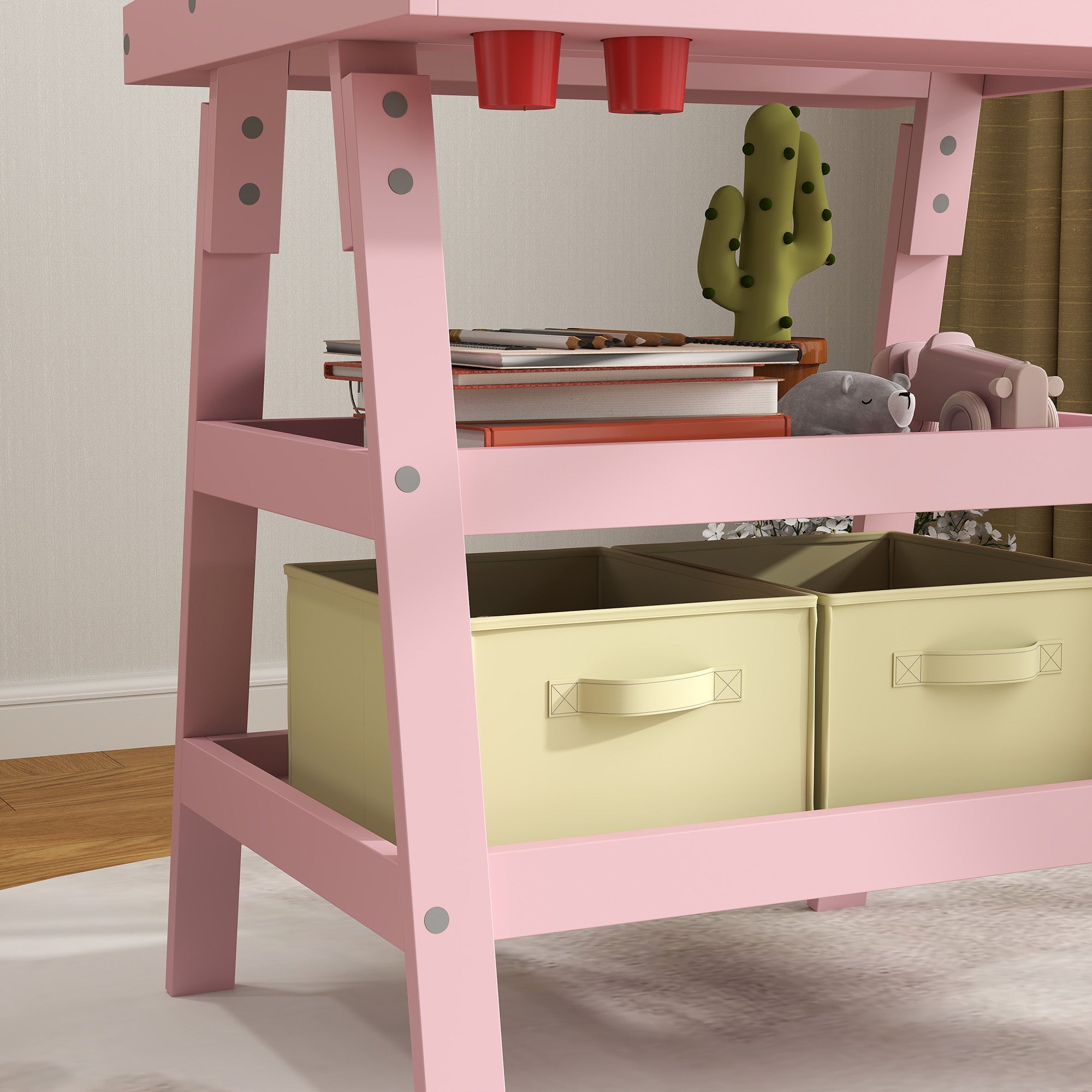 3 Piece Kids Easel Set Double-Sided Magnetic Whiteboard and Chalkboard Pink