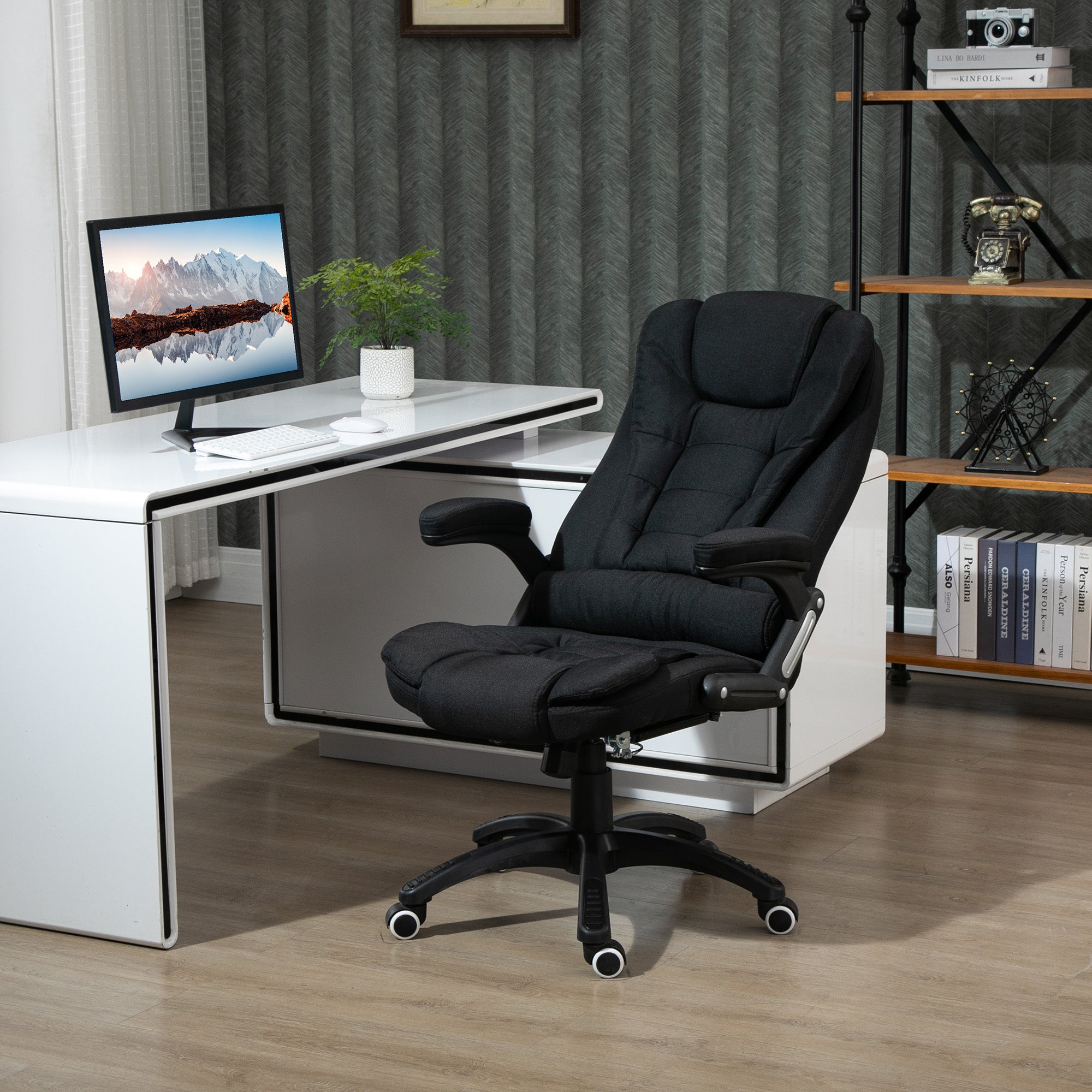 Ergonomic Office Chair Comfortable Desk Chair with Armrests Adjustable Height Reclining and Tilt Function Black