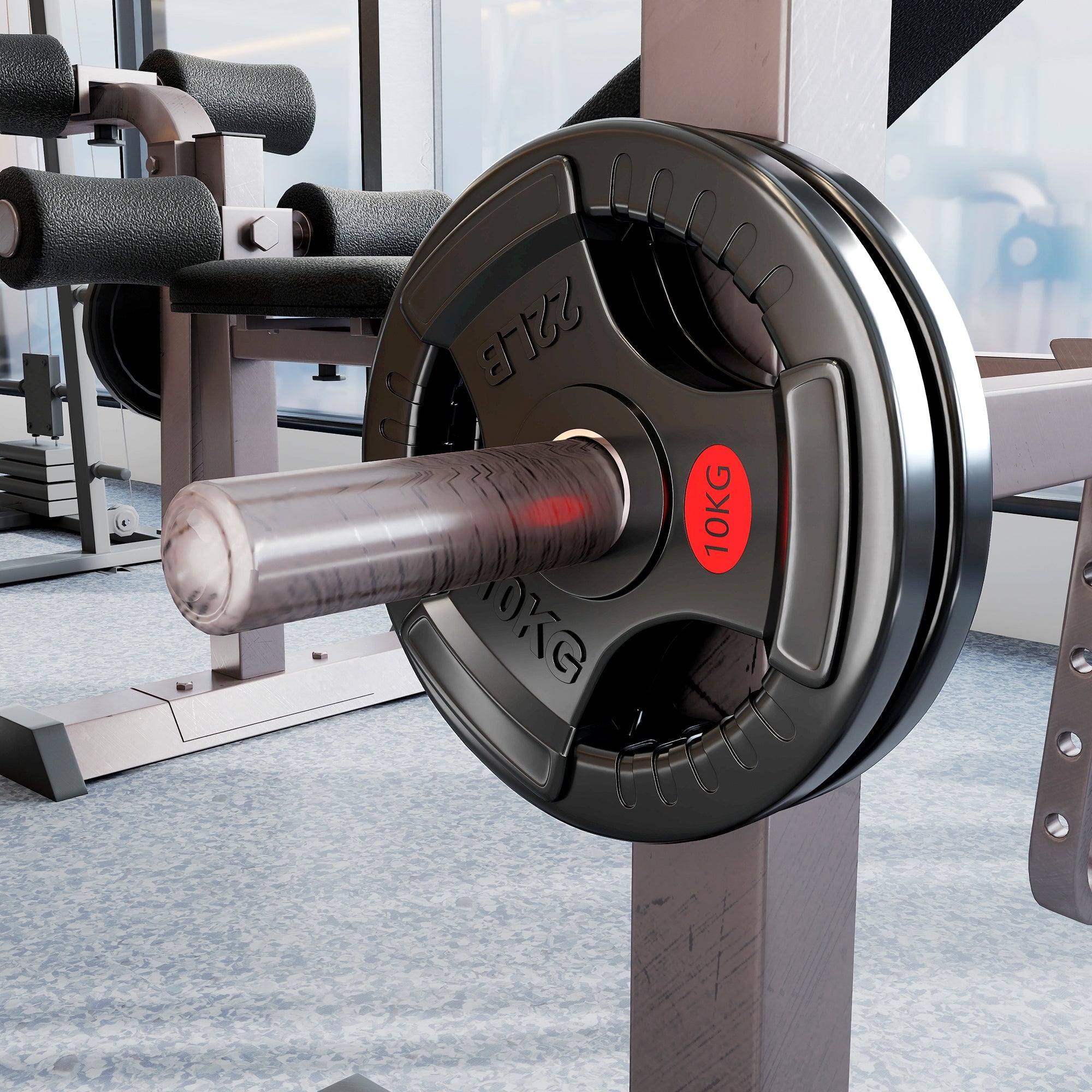 Olympic Weight Plates, 2"/5cm Weight Disc Pair with Tri-Grips, 2 x 10kg Dumbbell Plates for Weightlifting and Strength Training Home Gym Fitness Workout, Black