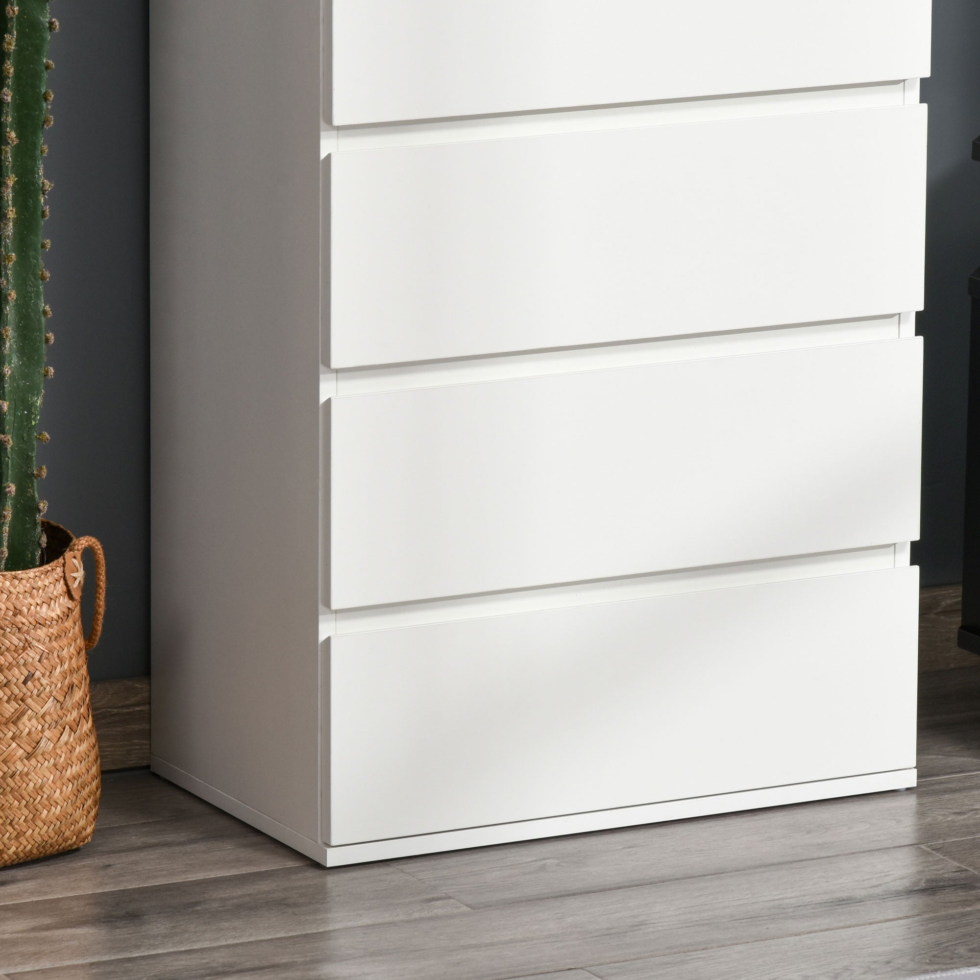 Chest of Drawers, 5 Drawers Storage Cabinet Floor Tower Cupboard for Bedroom Living Room, White