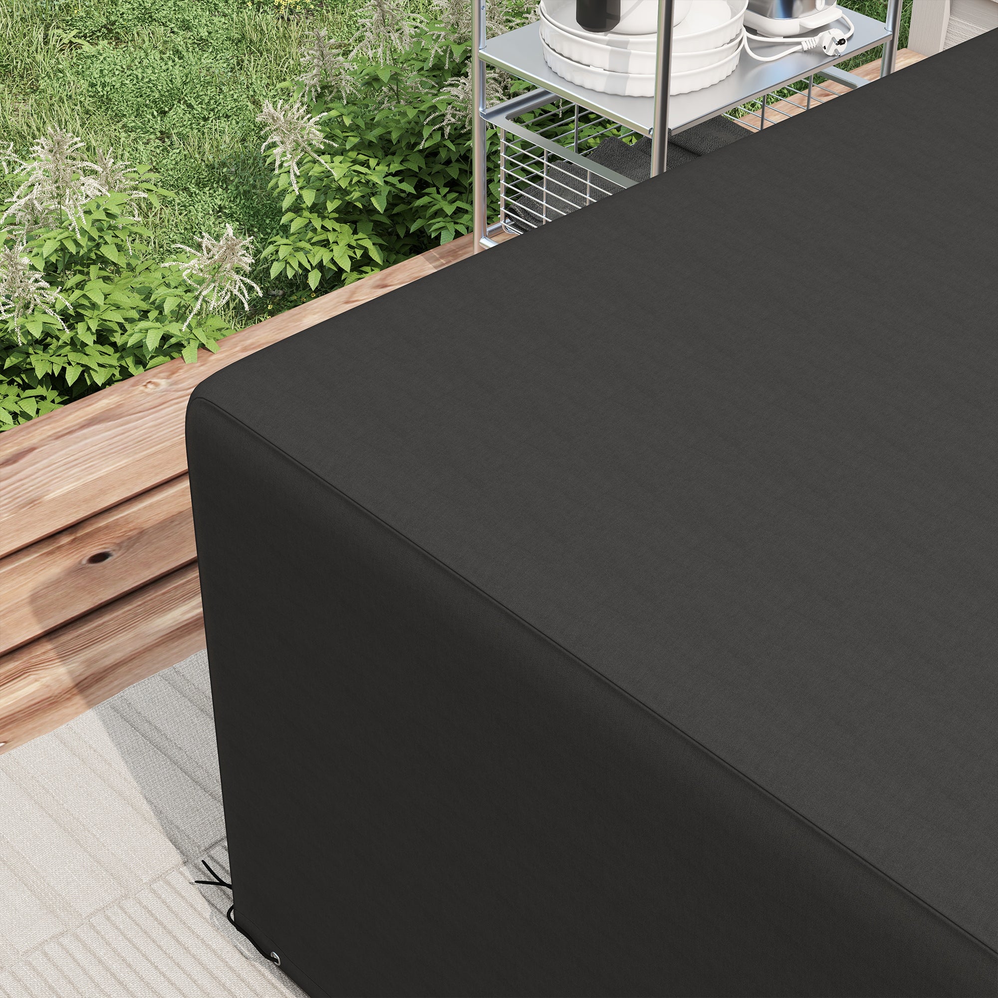 600D Oxford Waterproof Outdoor Garden Furniture Cover for Rectangular Sofa Table Set 245x165x66 cm - Black