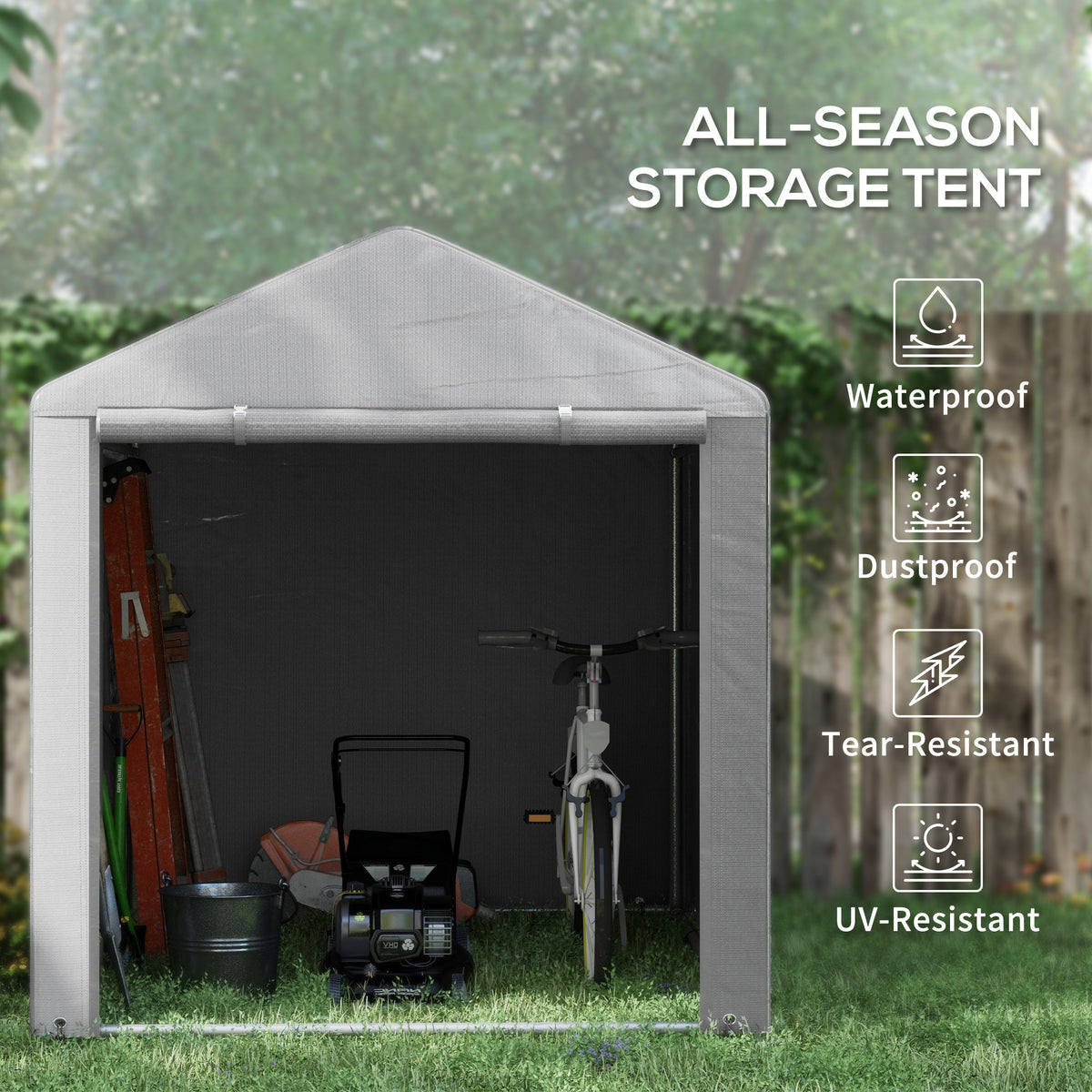 2.2 x 1.6 m Outdoor Storage Tent, with Accessories - Light Grey