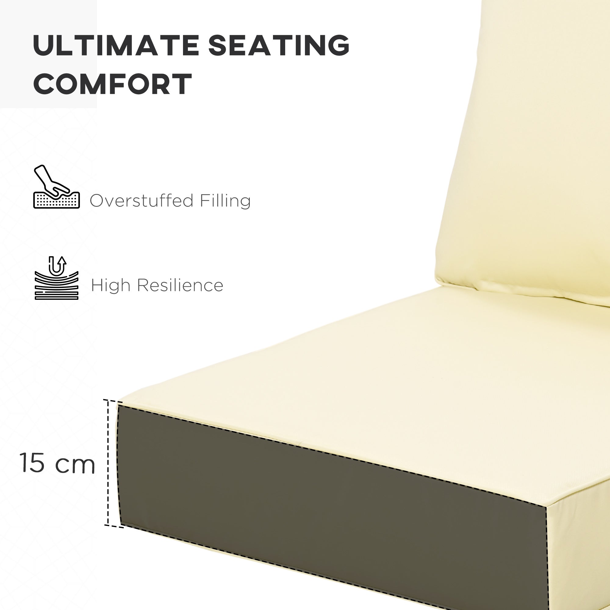 4 Pieces Outdoor Seat and Back Cushion Set Patio Deep Seating Chair Replacement Cushion, Beige
