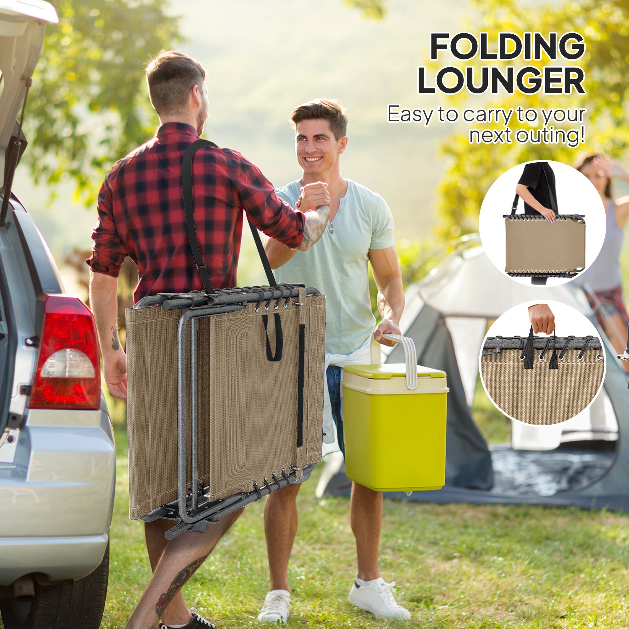 Five-Position Reclining Sun Lounger - Beige