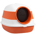 Foldable Cat Litter Tray with Lid, Scoop & Deodorant - Orange