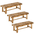 3-Piece 2-Seater Fir Wood Garden Bench Set 110L x 38W x 35Hcm - Carbonised