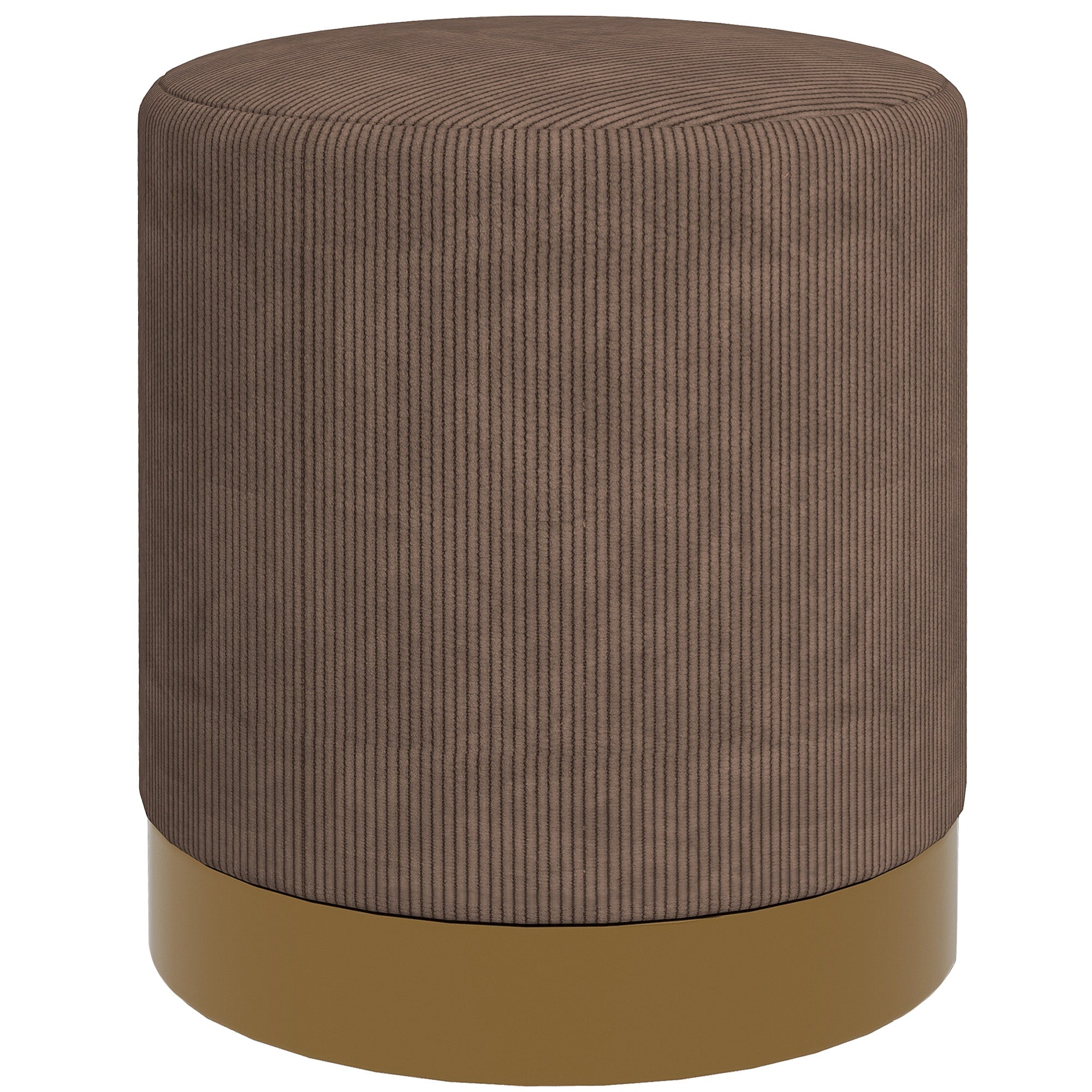 Soft Padded Corduroy Footstool - Light Brown