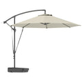 3m Garden Cantilever Parasol with Fillable Base, Wind Straps, Crank Handle & Tilt, UPF50+ Sun Shade - Cream