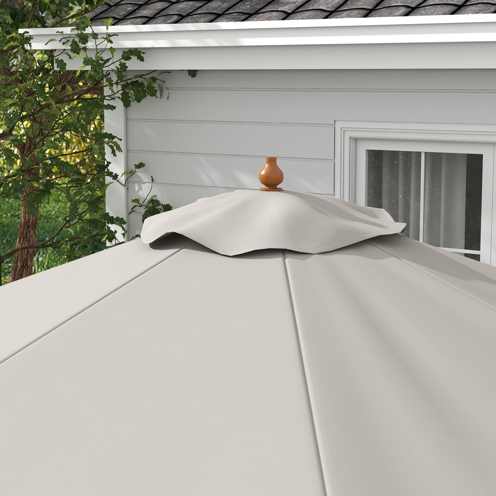 3.3m Elegant Wooden Parasol - Grey