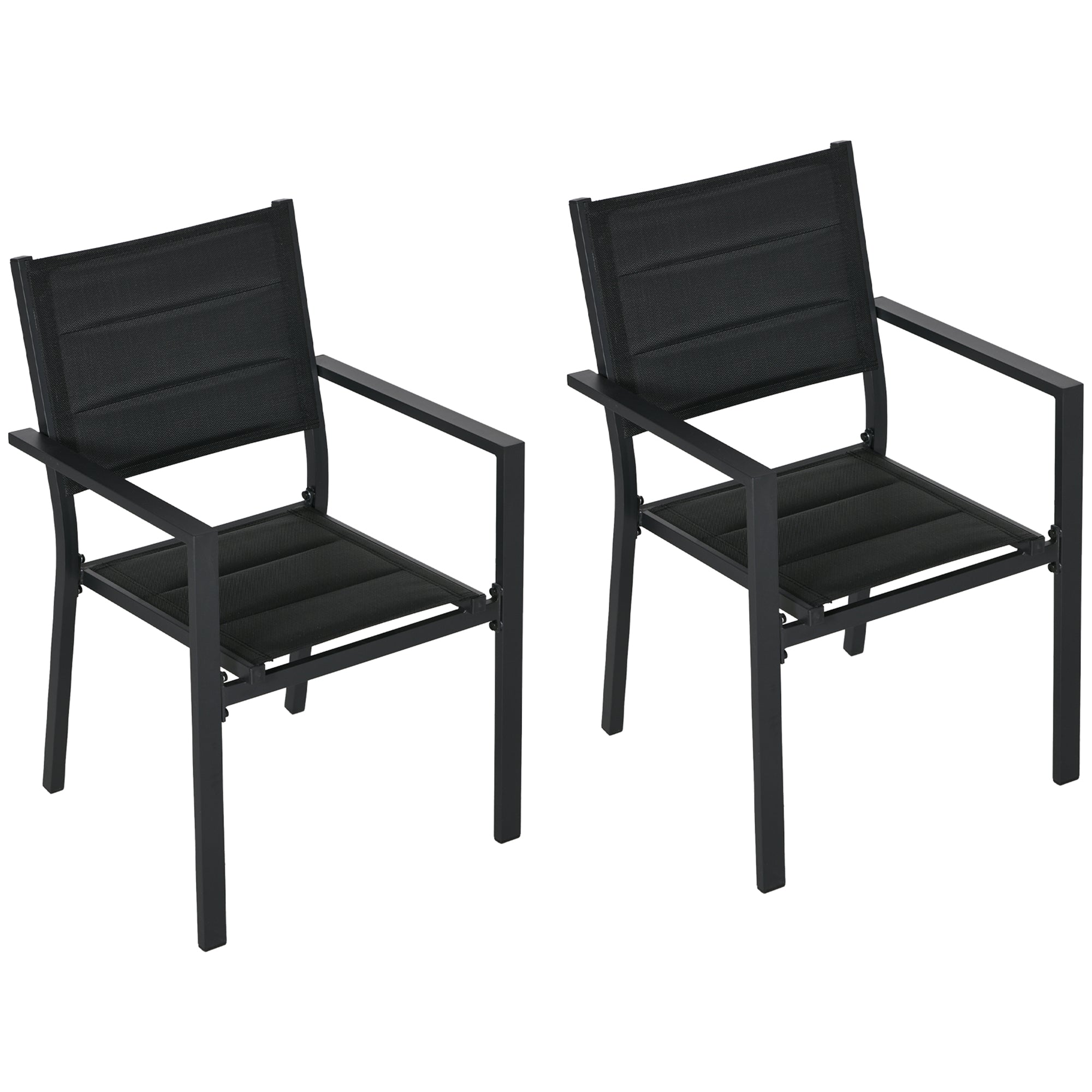 Set of Two Aluminium Stacking Garden Chairs - Black