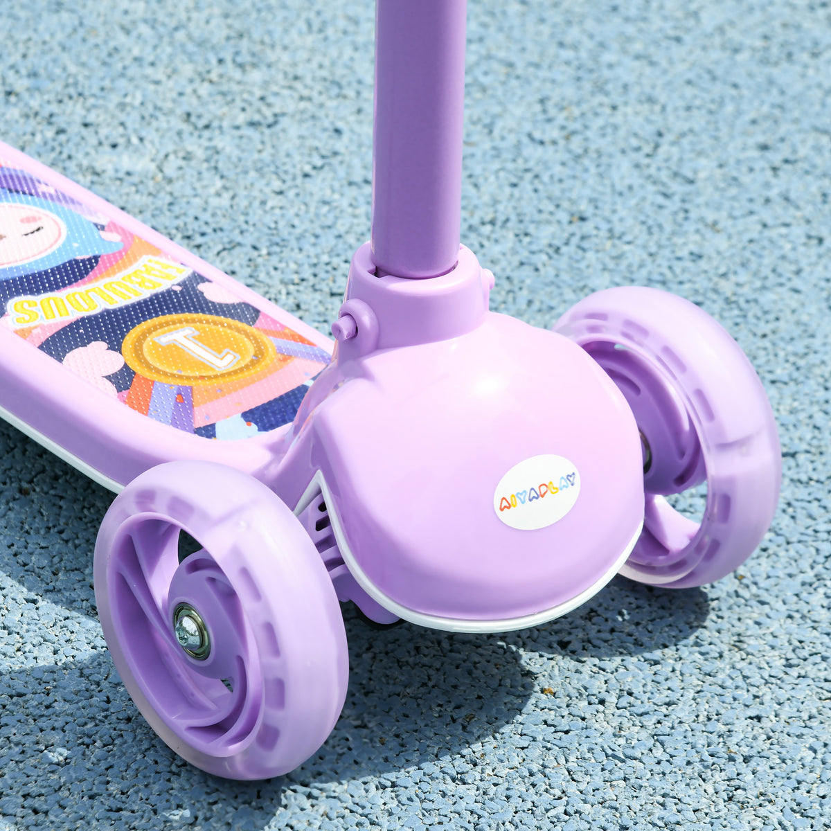 Kids 3 Wheel Scooter with Adjustable Height and LED Lights for Ages 2-6 - Purple