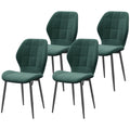 Set of 4 Flannel Relaxed Tub Dining Chairs with Steel Frame - Green