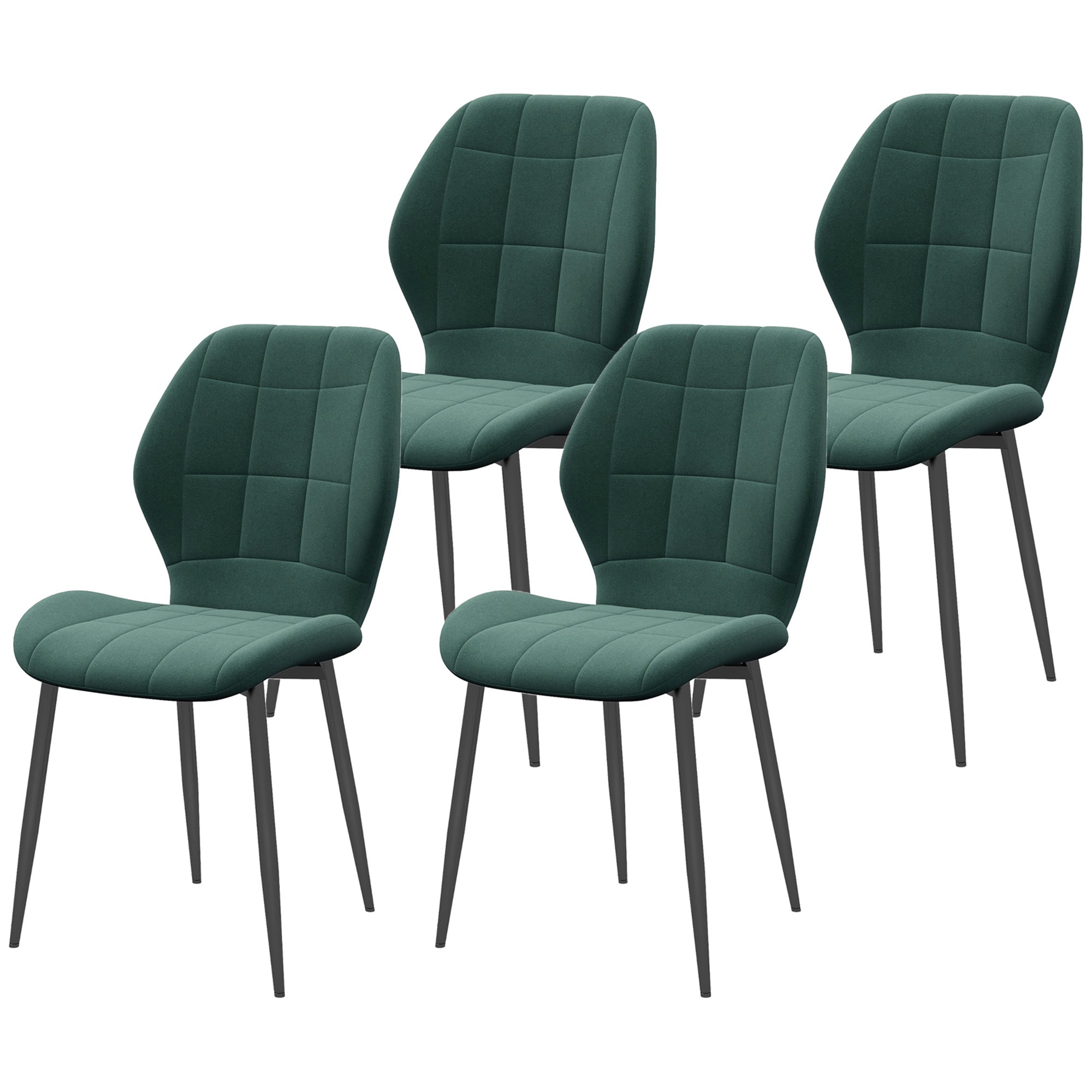 Set of Four Flannel Relaxed Tub Dining Chairs - Green