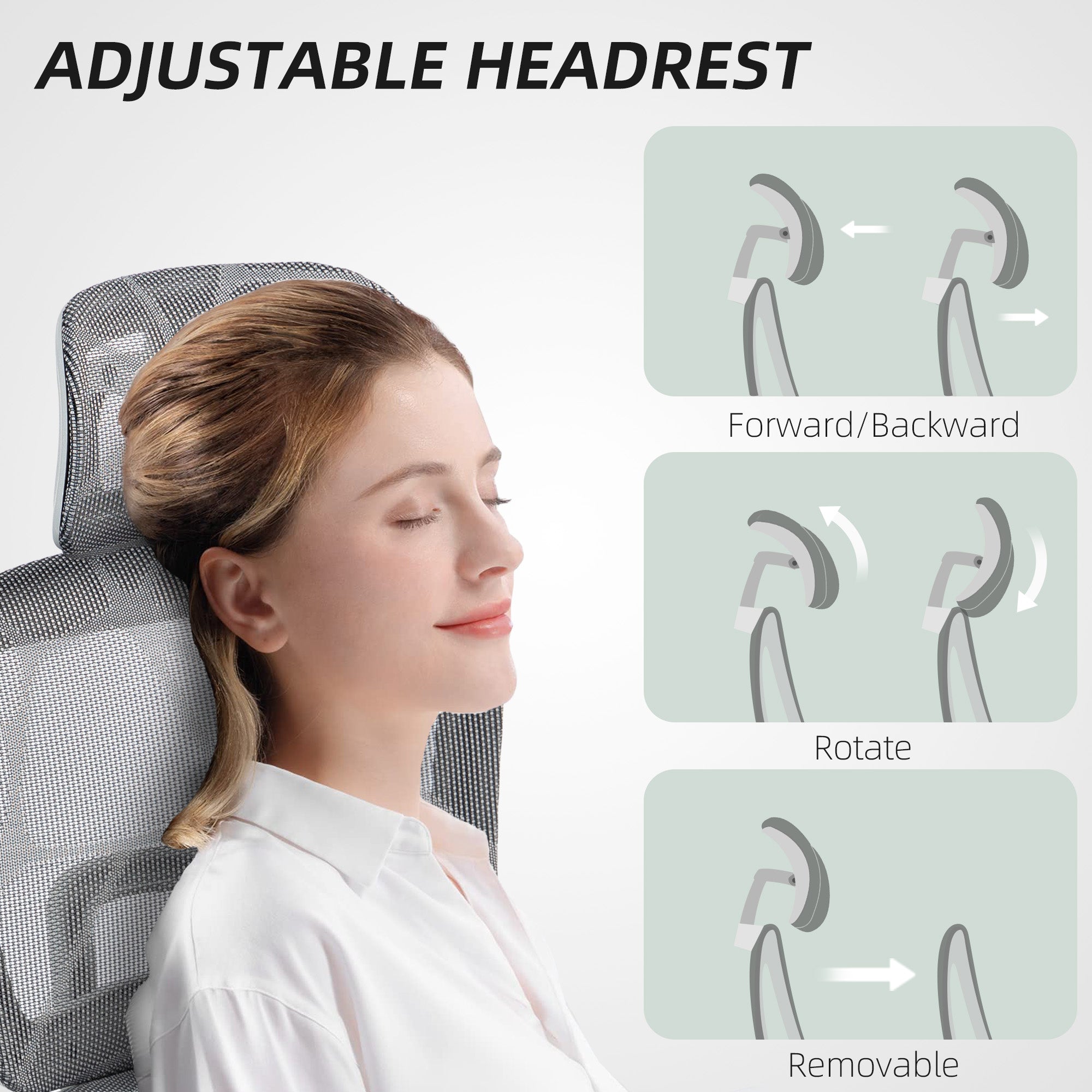 Multi-Adjustable Mesh Office Chair - Grey and White