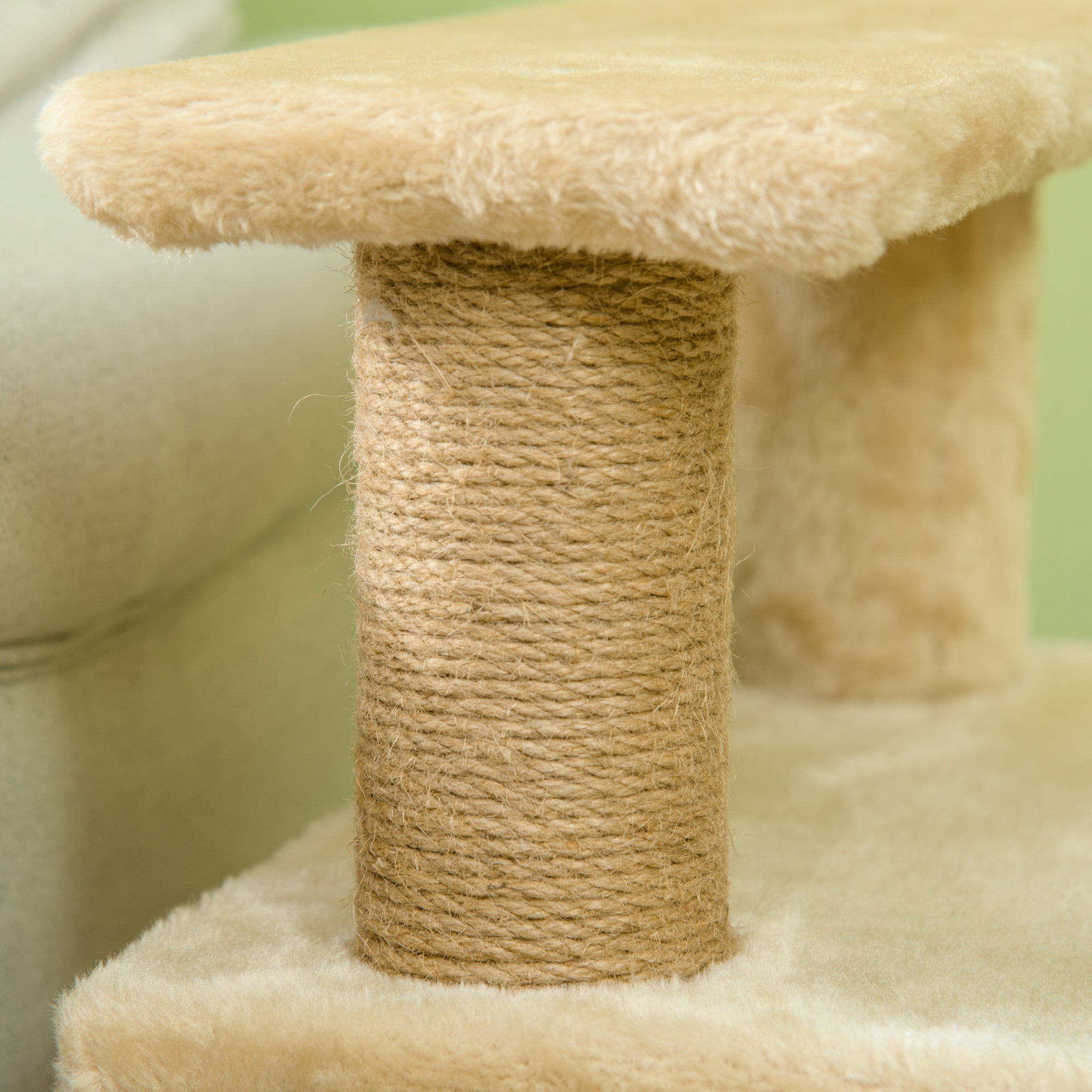 Adjustable Cat Steps, with House & Hanging Toy Ball - Beige