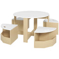 Five-Piece Kids Table and Chairs Set with Storage, for Ages 3-8 Years, White