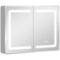 Mirrored Bathroom Cabinet with LED Lights, 60 x 80 cm Bathroom Mirror Cabinet with Anti-Fog, 3 Colour Dimmable Lighting
