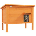 Insulated Wooden Feral Cat House with Removable Floor and Openable Roof - Orange