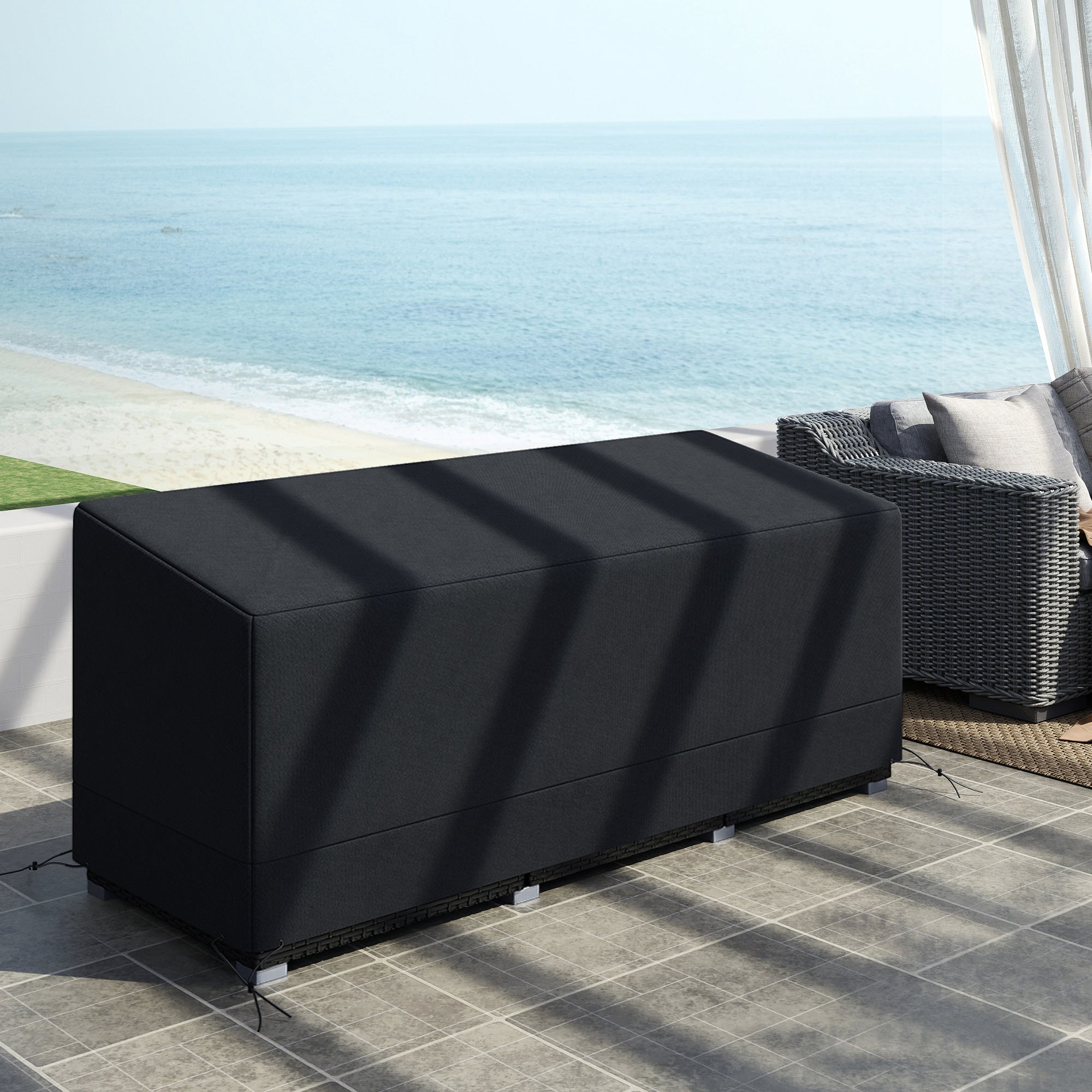 3 Seater Outdoor Sofa Cover Water & UV Resistant - Black
