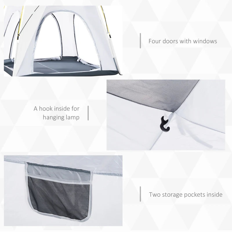 4 Person Automatic Pop Up Camping Tent with Welded Floor - Light Grey
