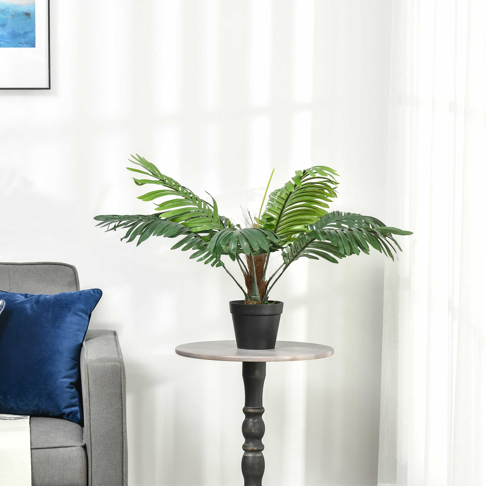 2 Pack 60cm Artificial Palm Tree Decorative Plant with Nursery Pot, Fake Tropical Tree for Indoor Outdoor D©cor