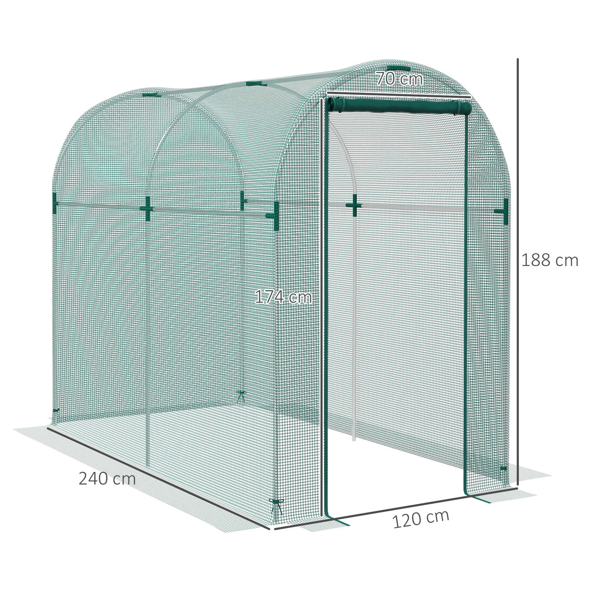 Mini Polytunnel Greenhouse 240 x 120cm - Green