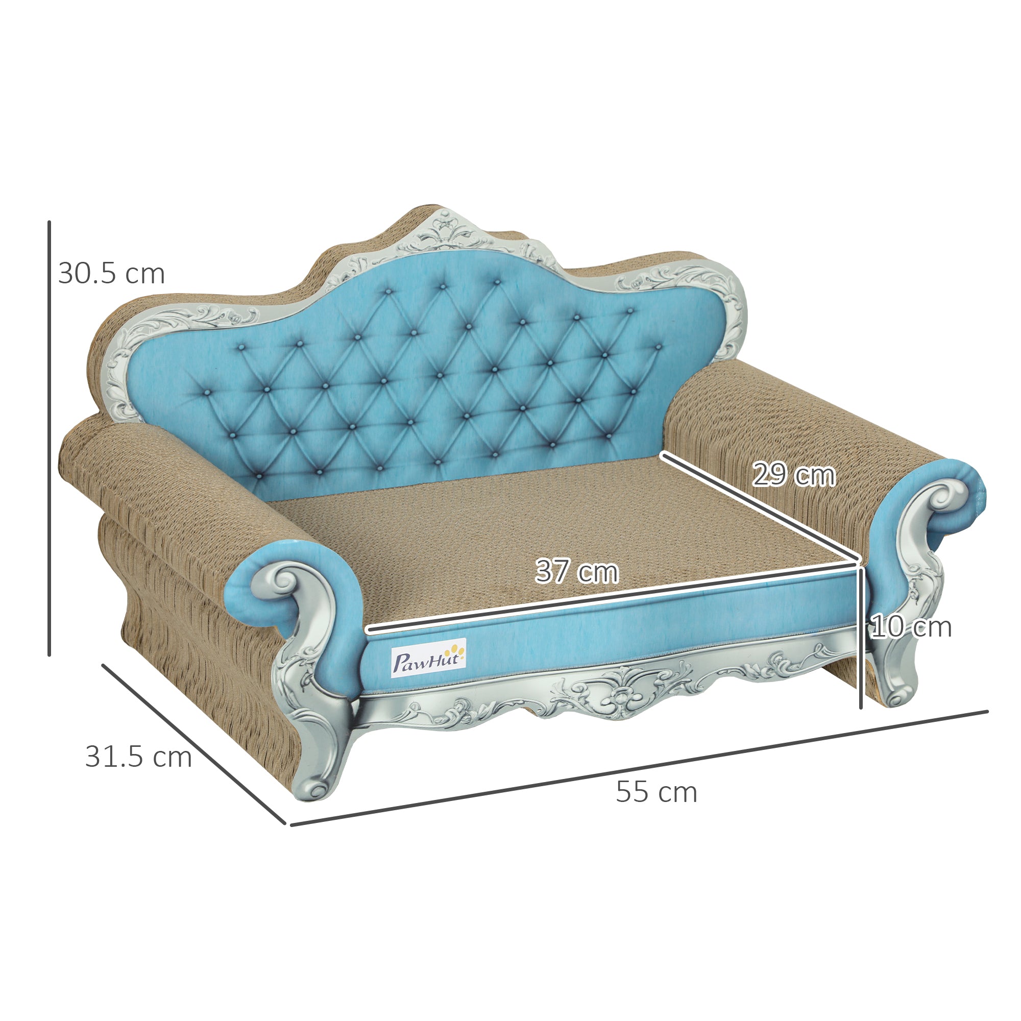 2-in-1 Cat Scratcher with Catnip for Indoor Cats, Light Blue