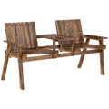 2 Seater Garden Bench with Table and Parasol Hole - Carbonised Finish