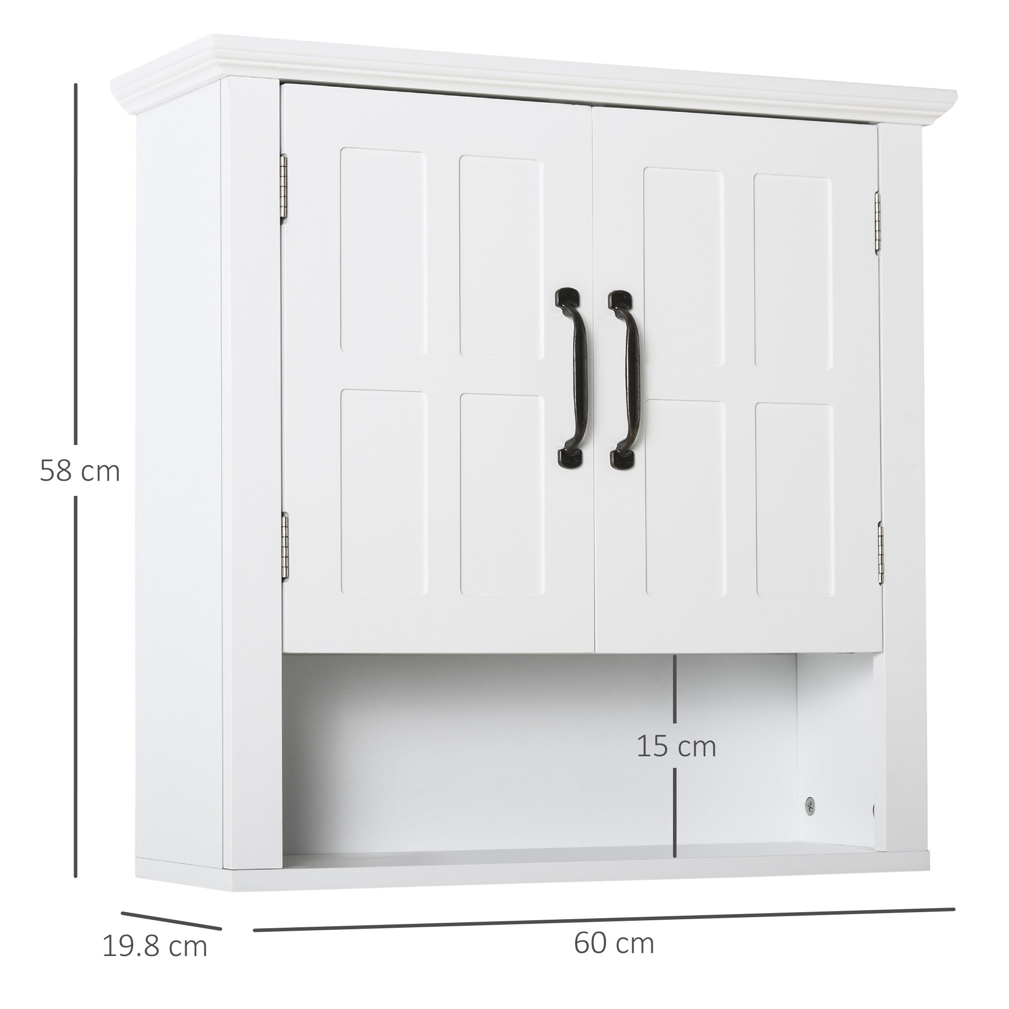 Bathroom Wall Cabinet, Medicine Cabinet, Kitchen Cupboard with 2 Doors and Adjustable Shelf, White