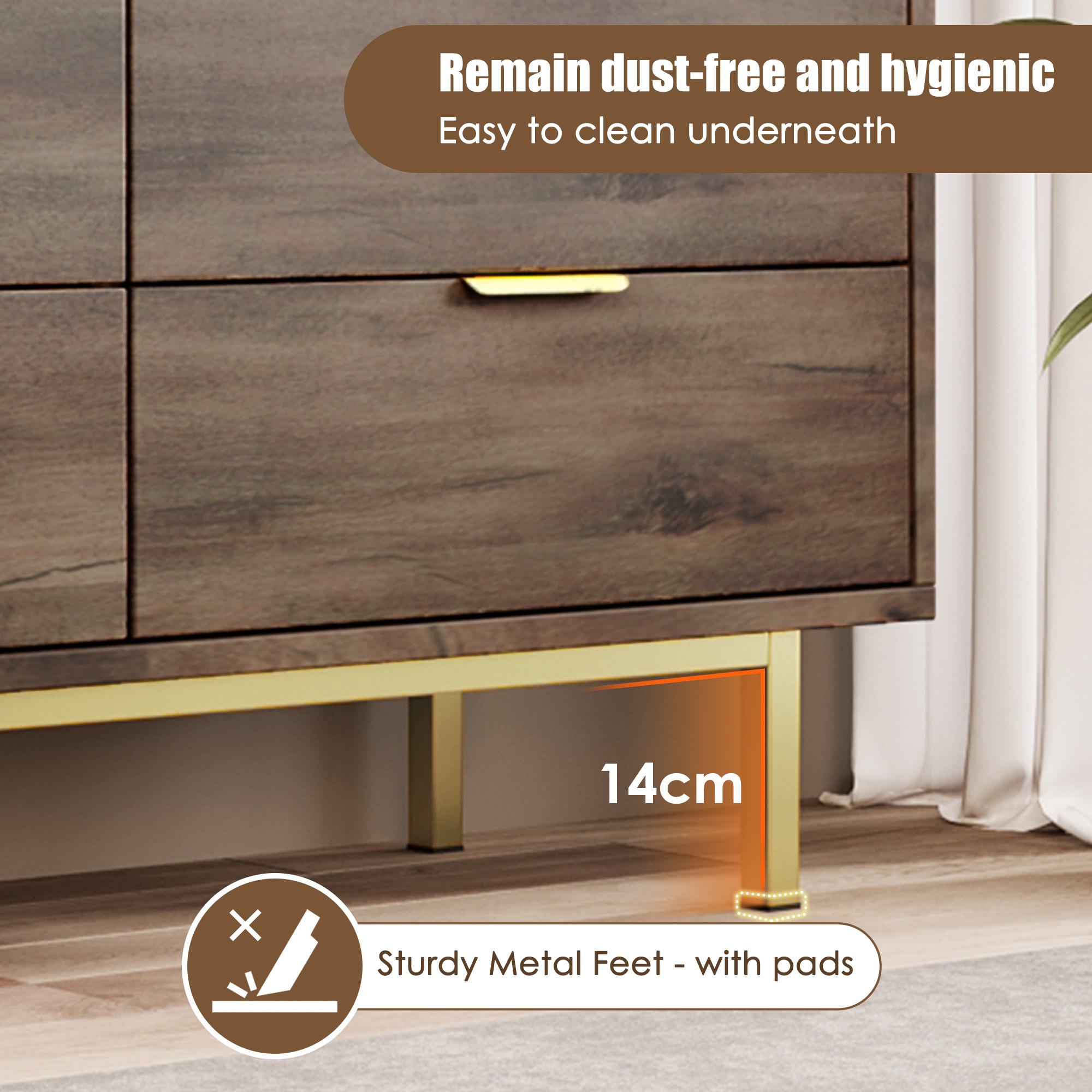 Sideboard Cabinet Dresser with 6 Drawers, Metal Handles, Multipurpose Storage Cabinet for Hallway, Bedroom, 120L x 40W x 76H cm, Dark Brown