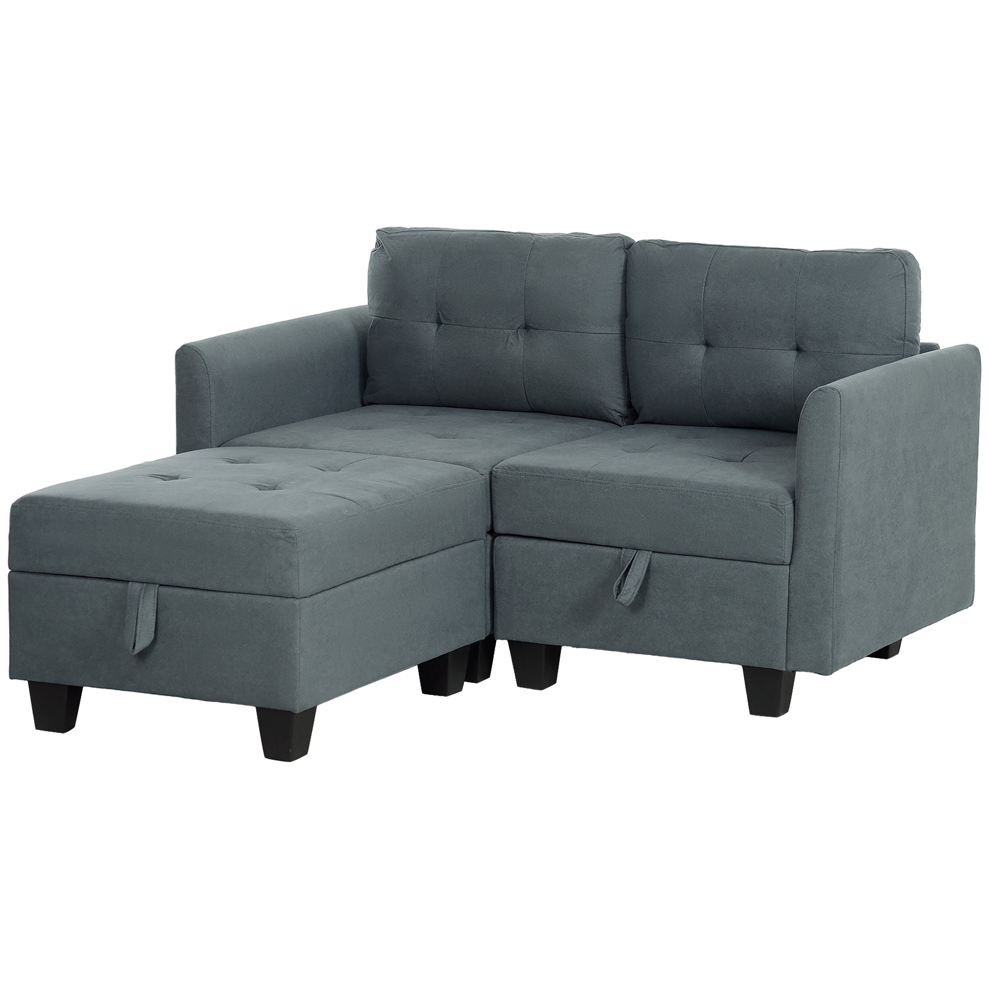 'L' Shape Modular Storage Sofa - Dark Grey