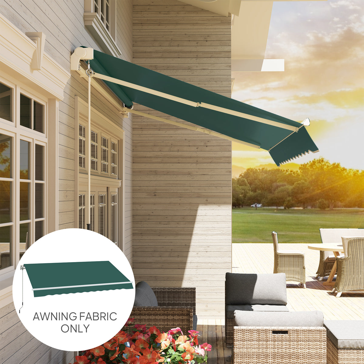 Awning Replacement Canopy Fabric 3 x 2.5 m UPF 50+ - Green