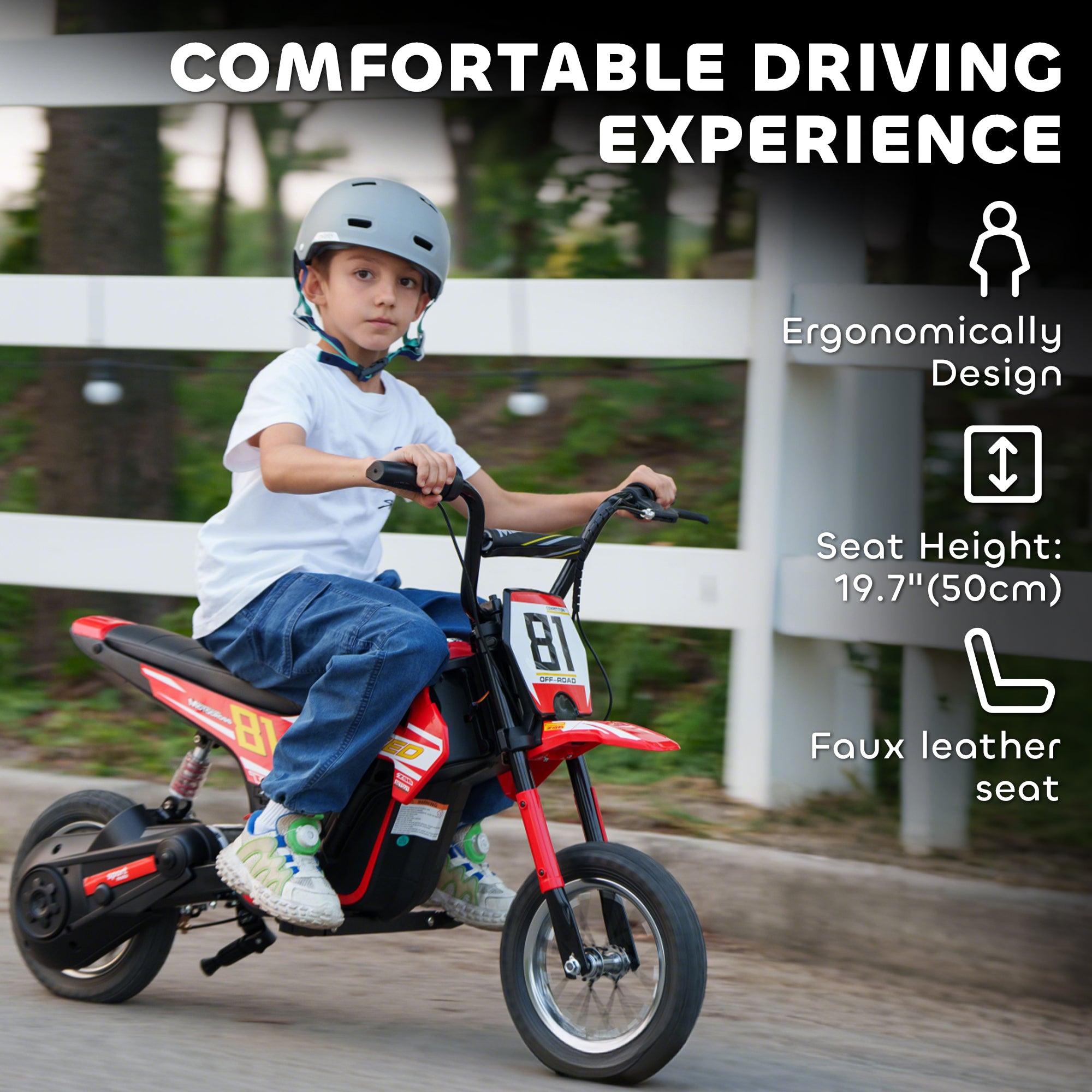 Kids Electric Motorbike 3 Gearboxes Speed Ride on Motorcycle with 41min Ranges - Red