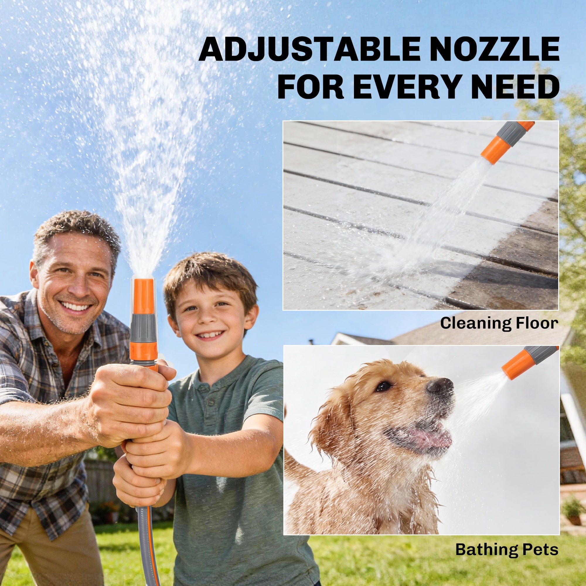 Retractable Hose Reel Wall Mounted, 40+2m Garden Hose Pipe Reel with Auto Retraction, Self-Locking, Orange