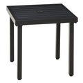 Garden Side Table with Umbrella Hole Steel Patio End Coffee Table 51cm - Black