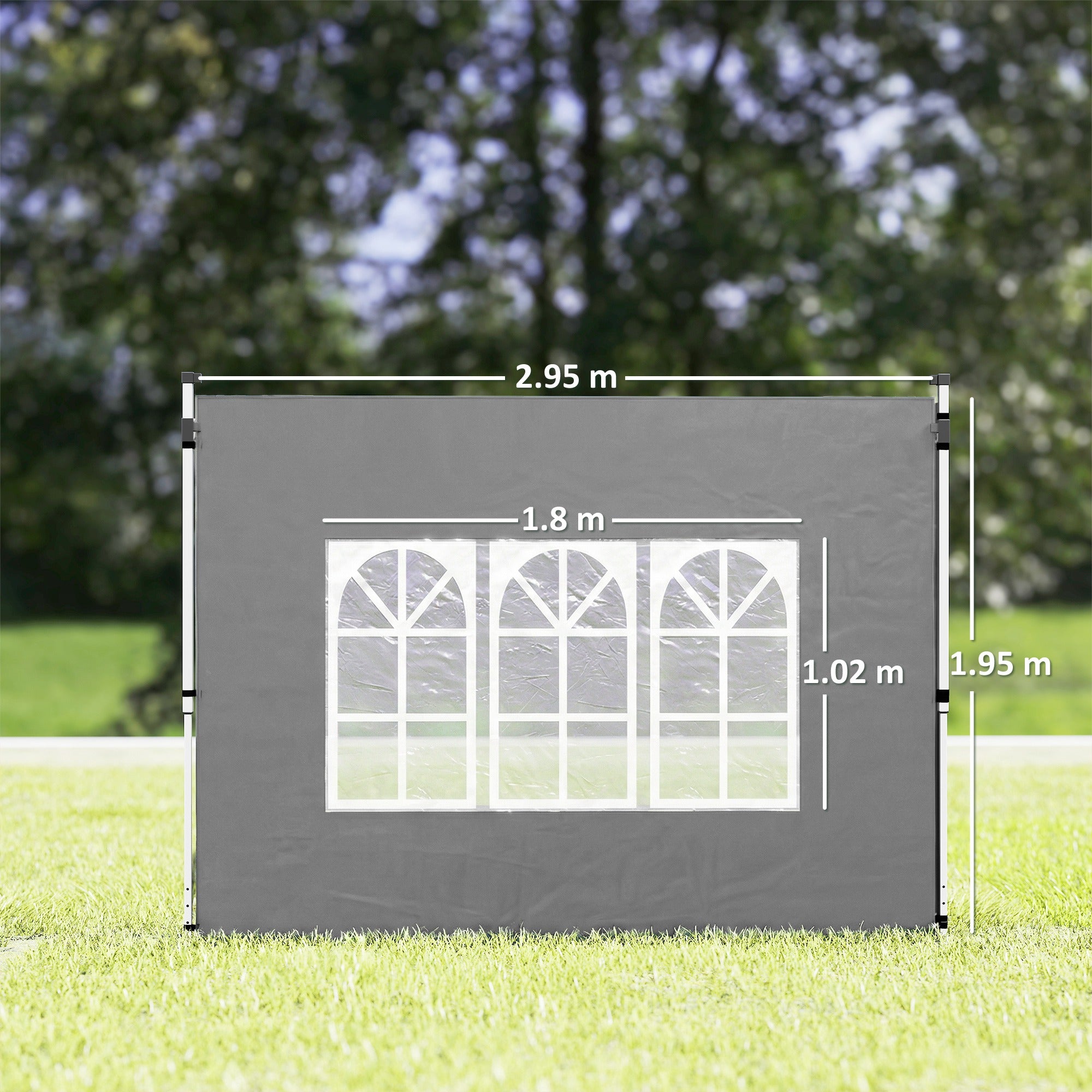 Gazebo Side Panels, Sides Replacement with Window for 3x3(m) or 3x4m Pop Up Gazebo, 2 Pack, Dark Grey