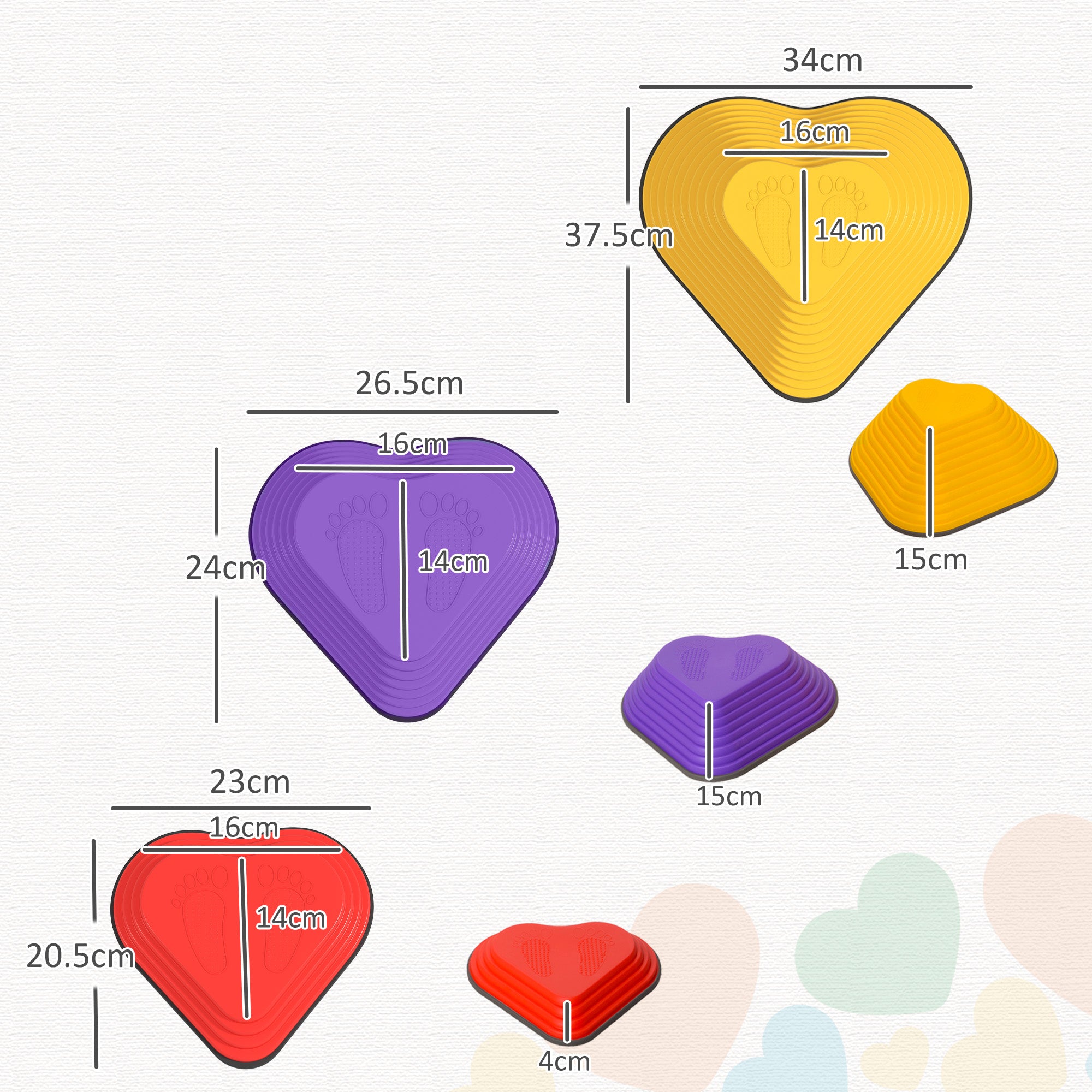 6PCs Heart-Shaped Kids Stepping Stones Balance & Motor Skills, Multicoloured