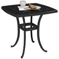 Cast Aluminium Outdoor Garden Patio End Table with 38mm Umbrella Hole, Anti-slip Feet, 54x54cm - Black