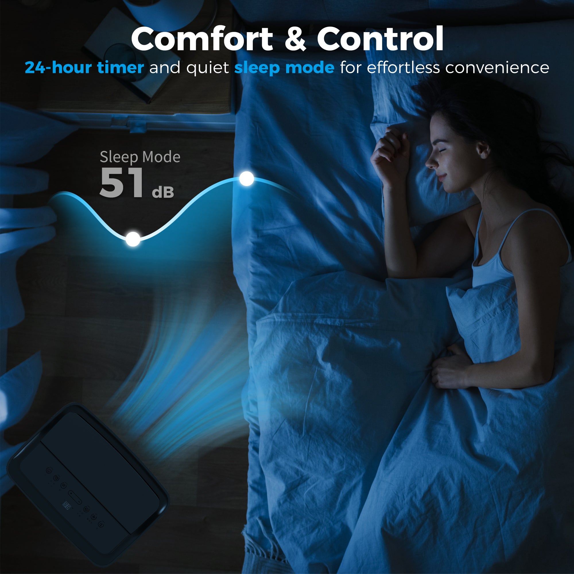 Portable Air Conditioner 12000 BTU, 4-in-1 Air Conditioning Unit, Dehumidifier, Cooling, Fan, Sleep Mode with 2 Speeds